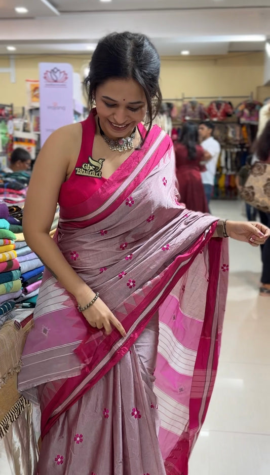 Onion Pink Sadafuli Irkal Saree