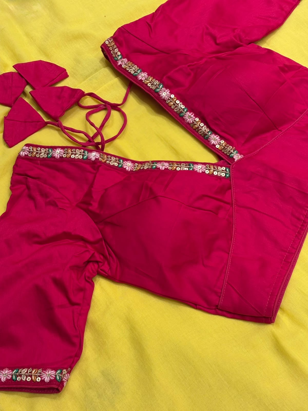 V-Neck Pink Blouse with Sleeves