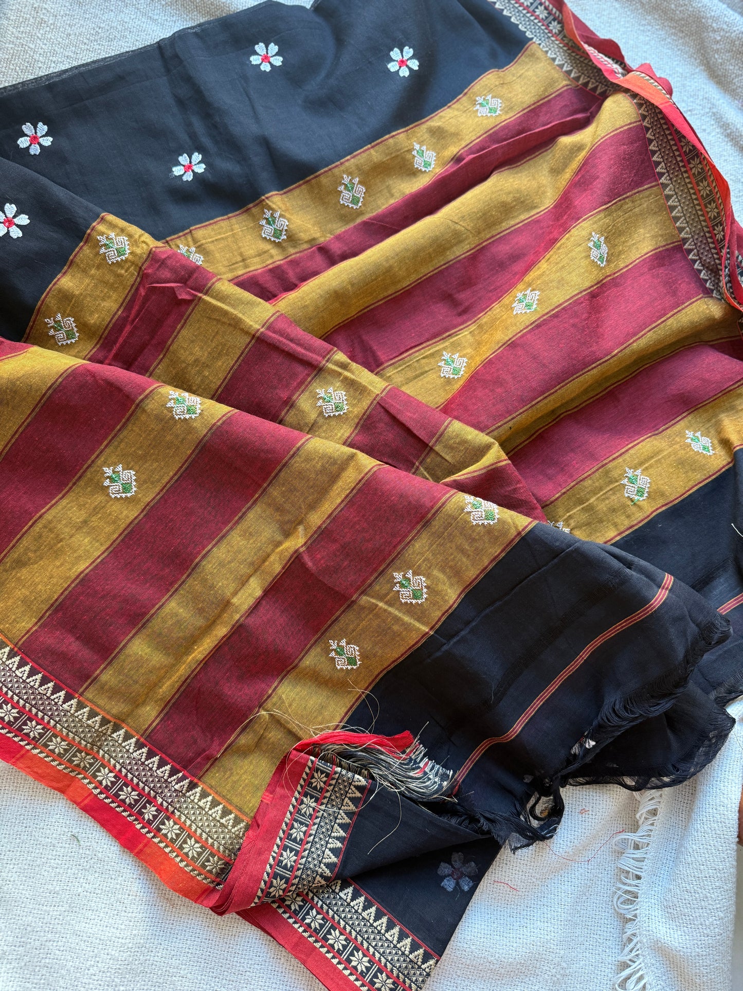 Sitara Temple Border Black Sadafuli Saree