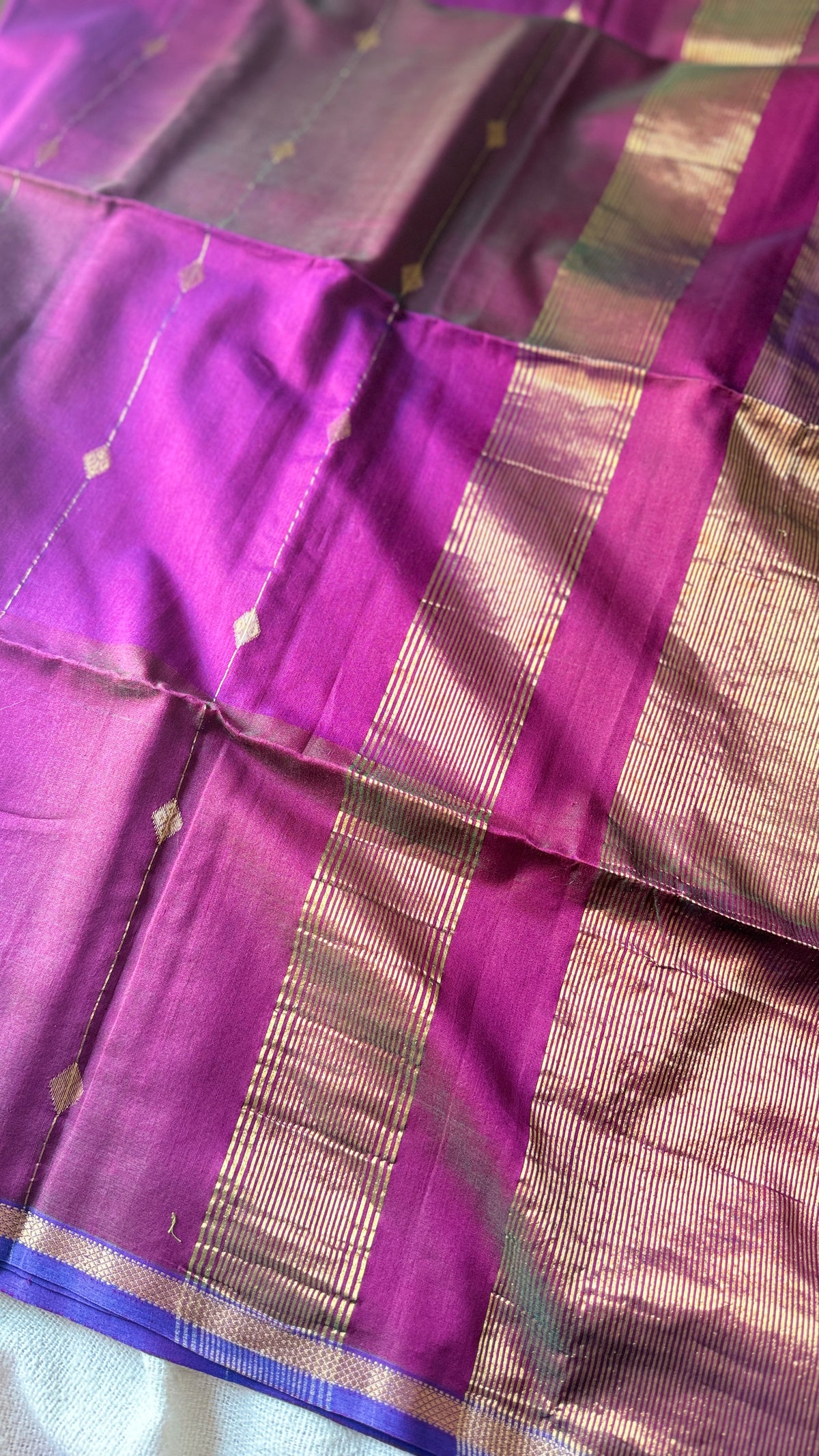 Diamond Butta Maheshwari with Small Border (Purple) 🌸