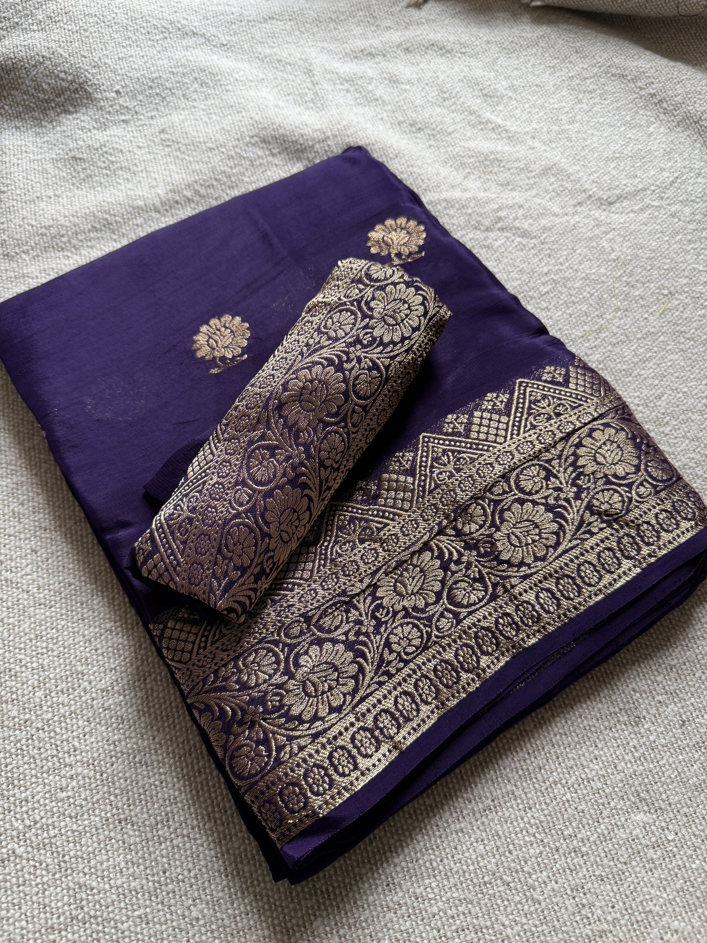 Purple Crepe Silk Saree