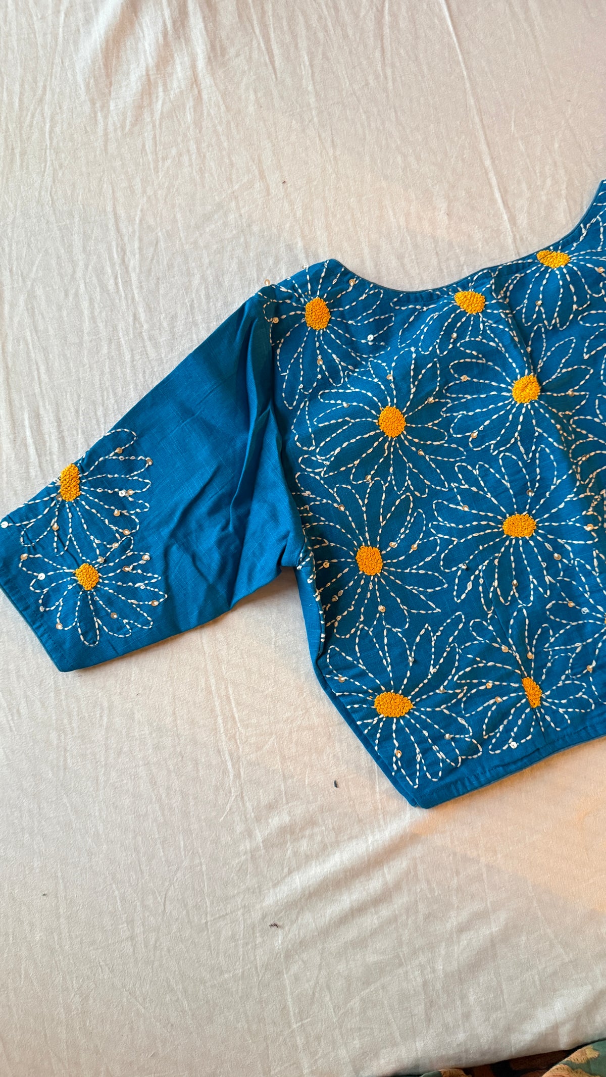 Daisy Embroidered Sky-Blue Blouse