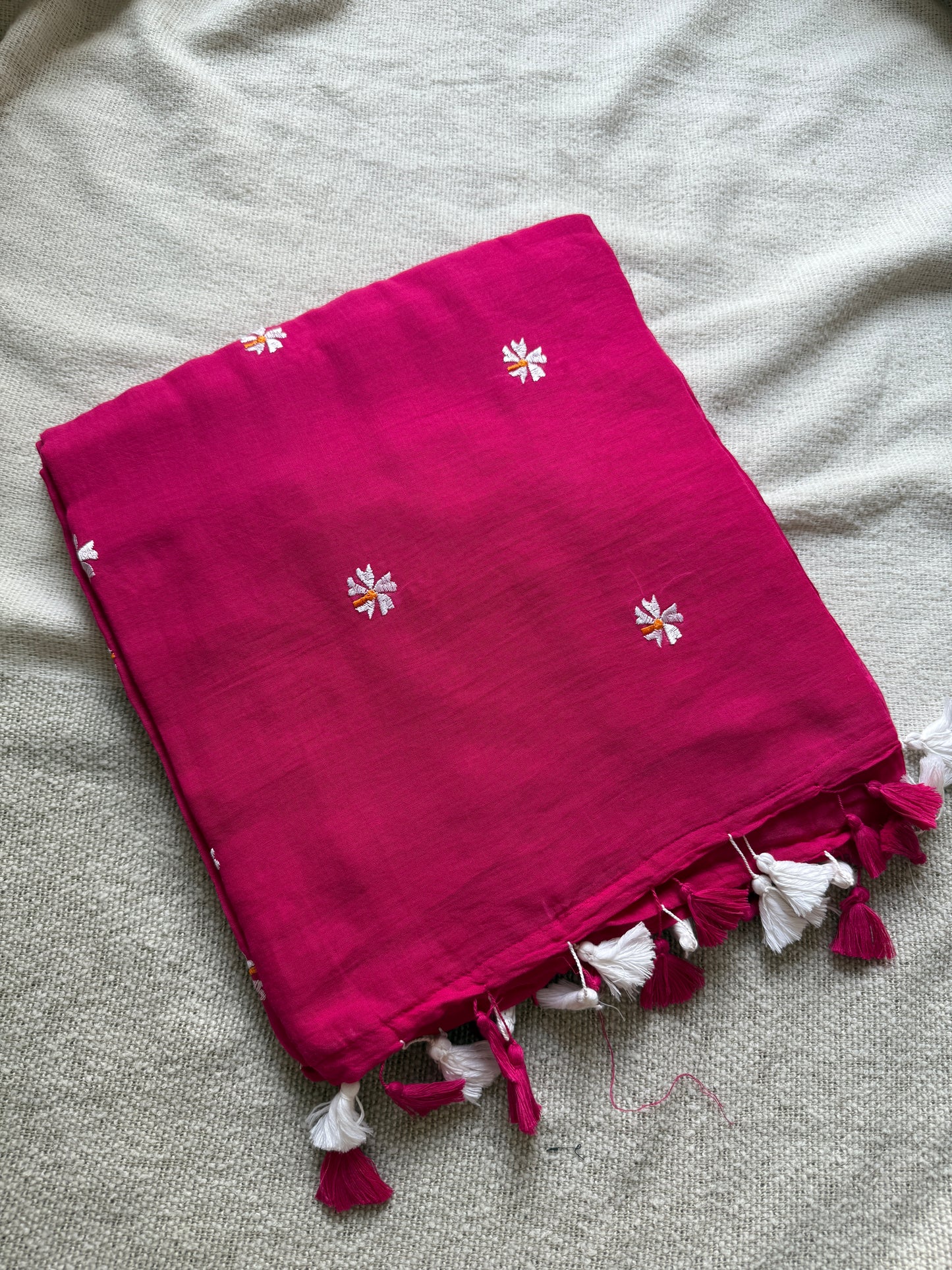 Pink Parijaat Embroidered Mul Cotton Saree
