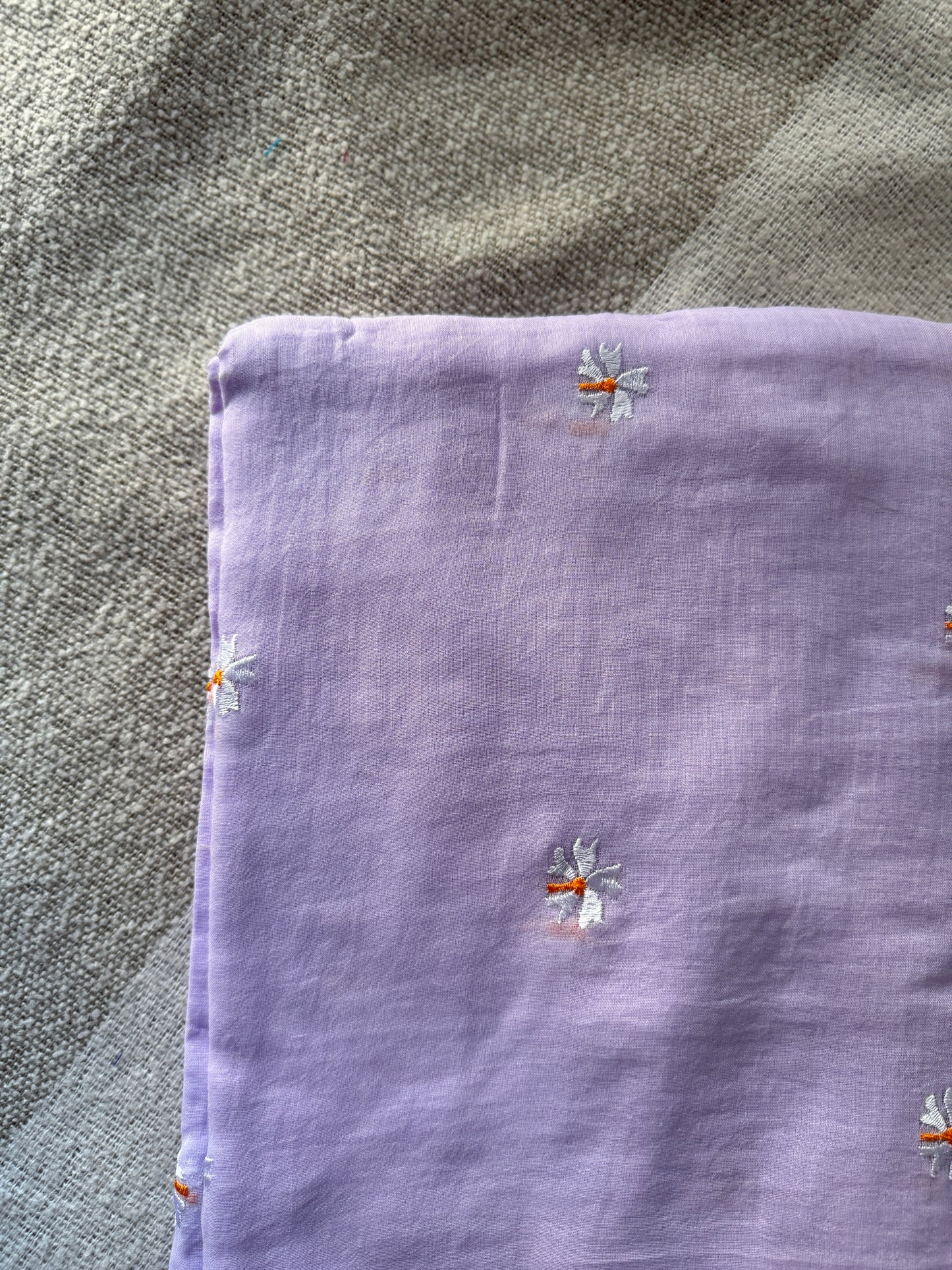 Parijaat Embroidered Lavender Mul Cotton Saree