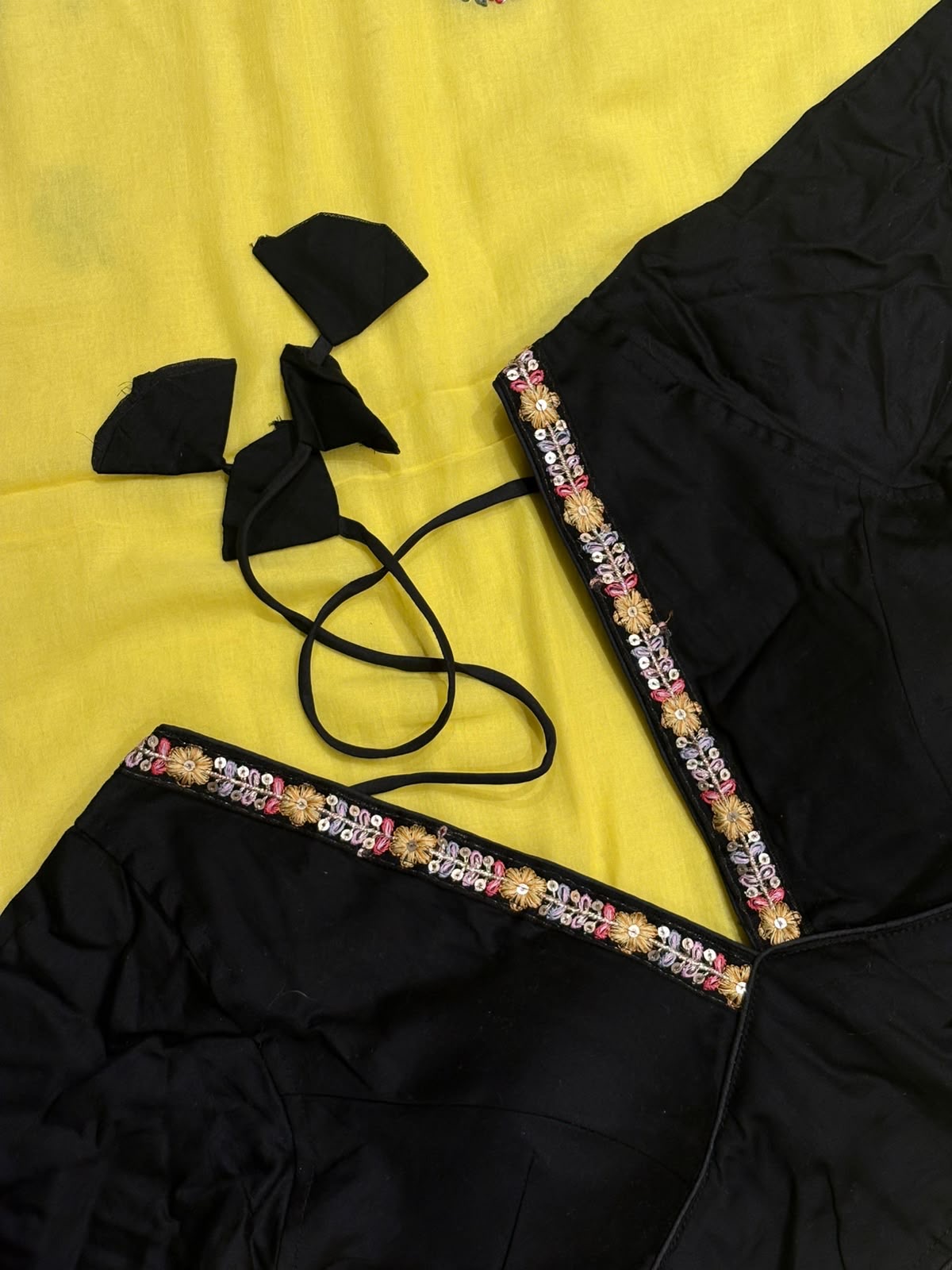 V-Neck Black Blouse with Sleeves