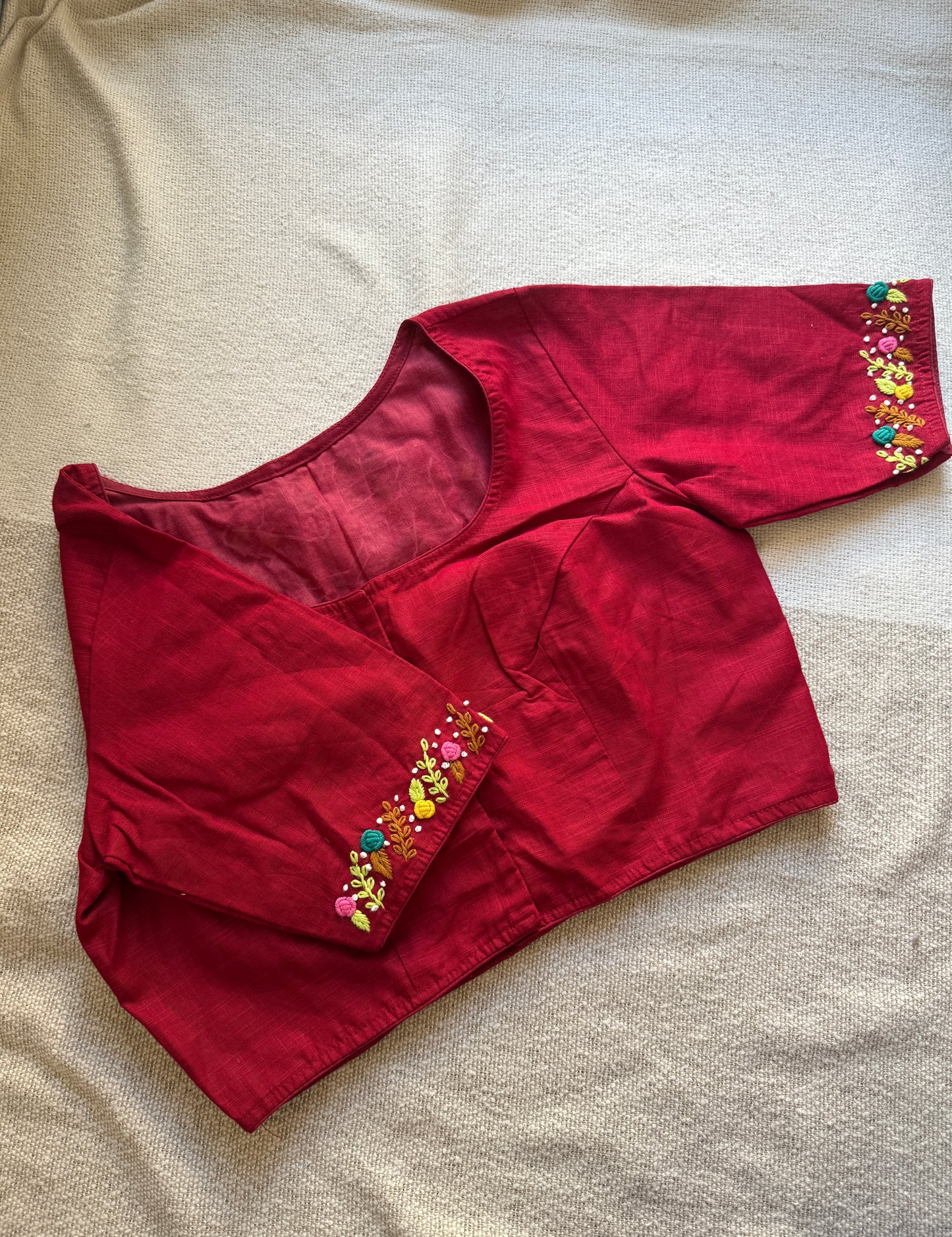 Hand-Embroidered Maroon Blouse
