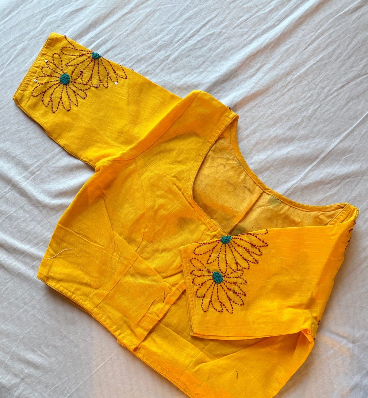 Daisy Embroidered Yellow Blouse