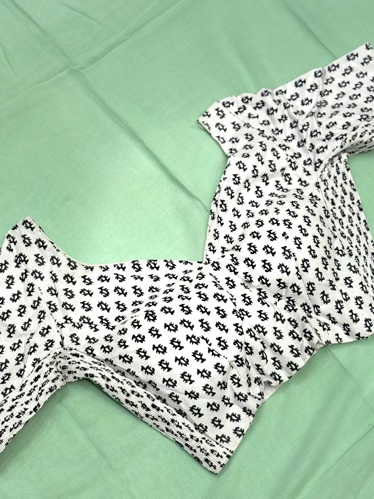 Block Print Blouse with Side Stretch