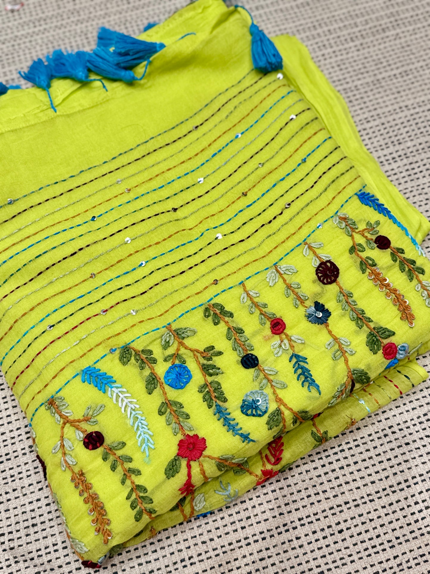 Neon Green Manjari saree