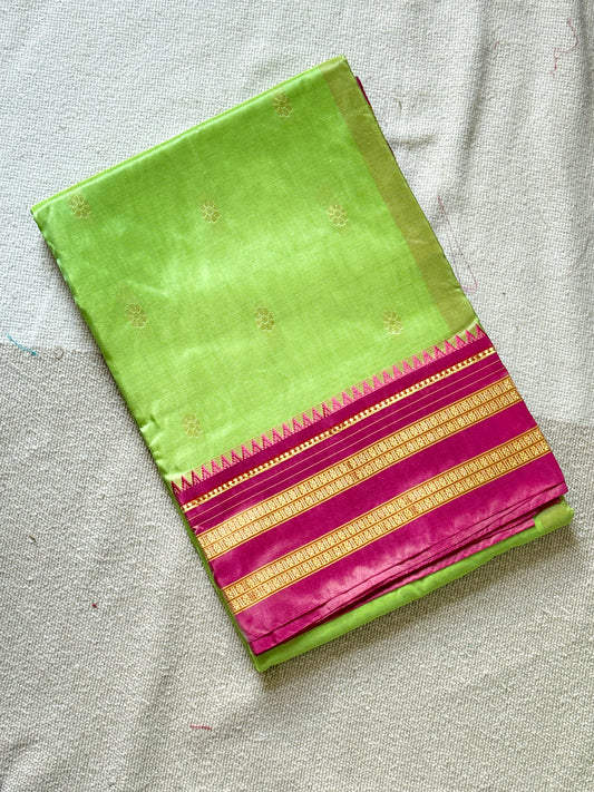 Narayanpeth Semi Silk parrot green