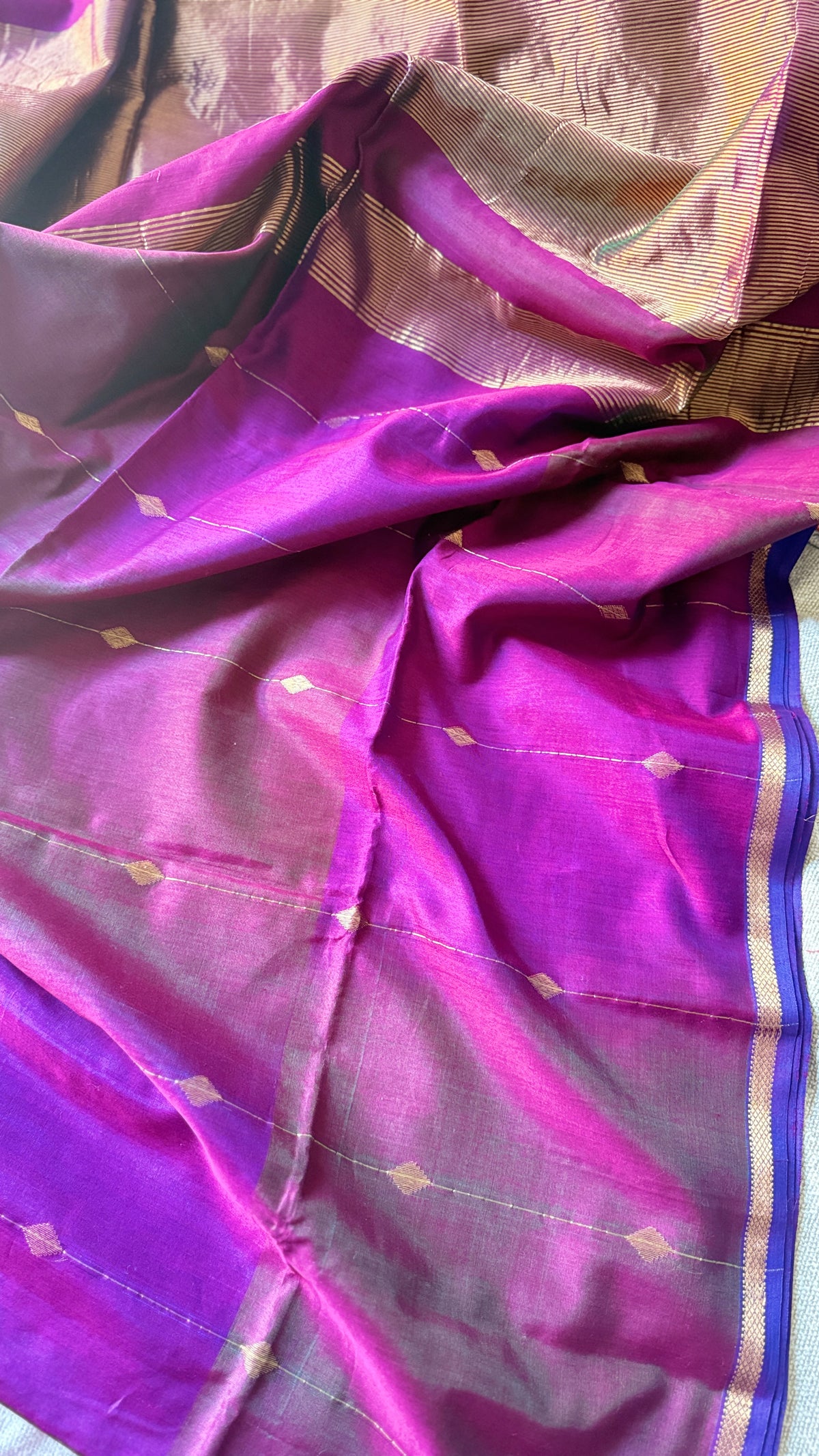Diamond Butta Maheshwari with Small Border (Purple) 🌸