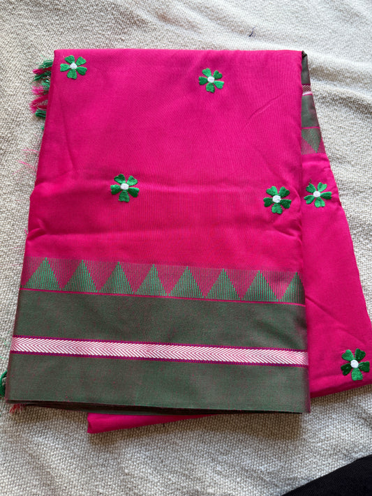 Rani Pink Irkal Cotton Silk Sadafuli Saree