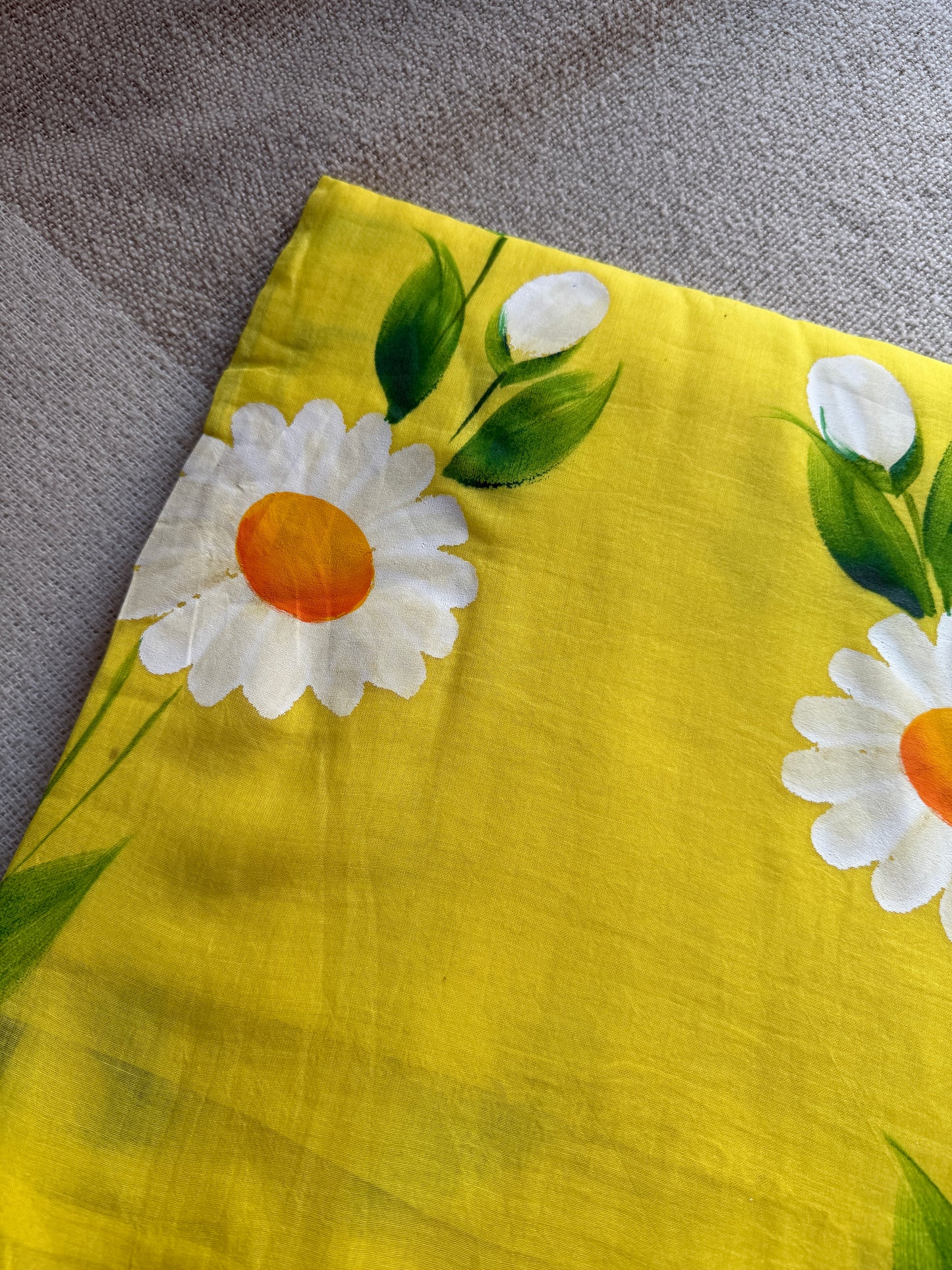 Daisy Handpainted Mul Cotton Yellow Saree