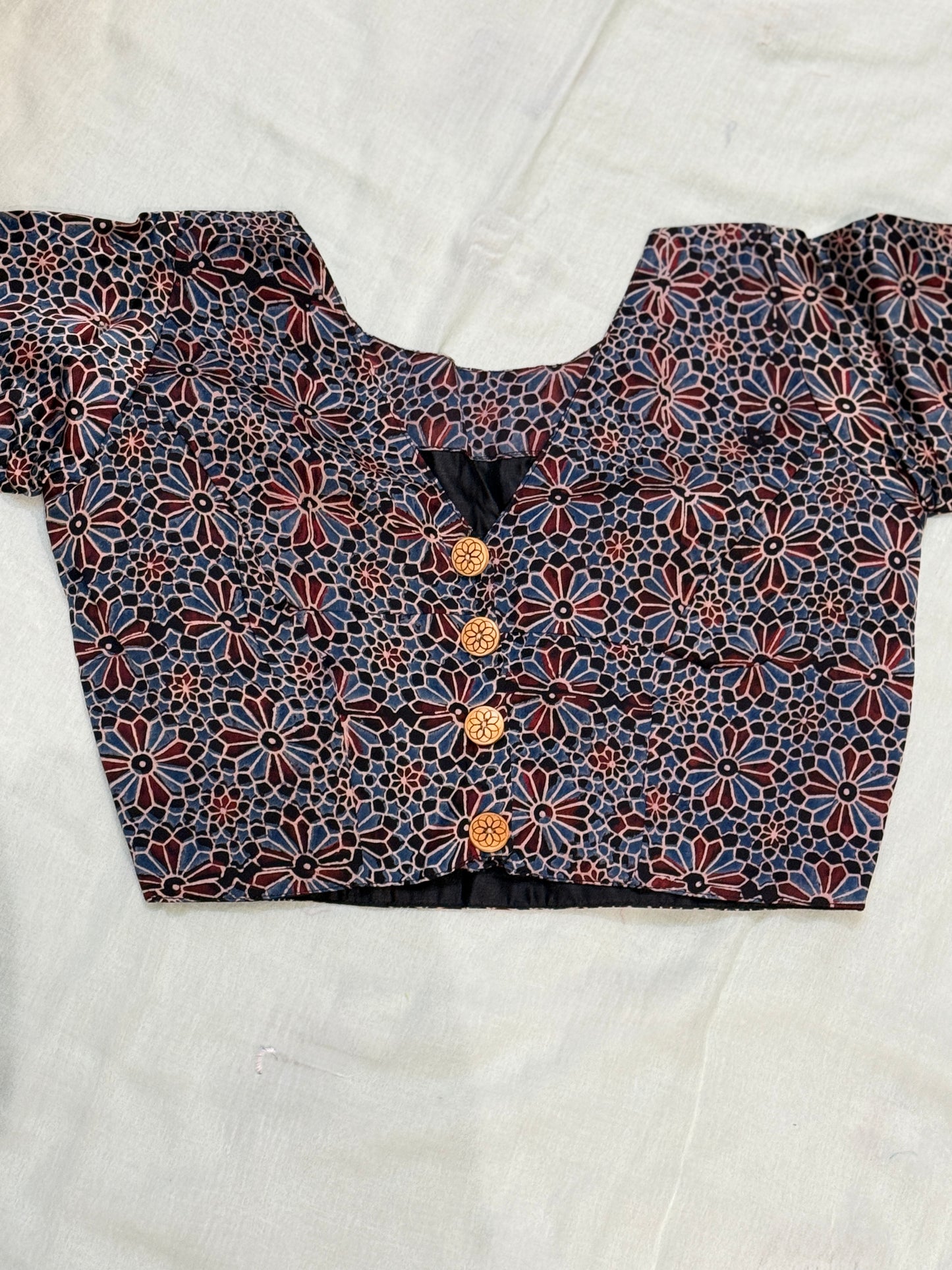 Ajrakh Printer Modal Blouse (Blue)