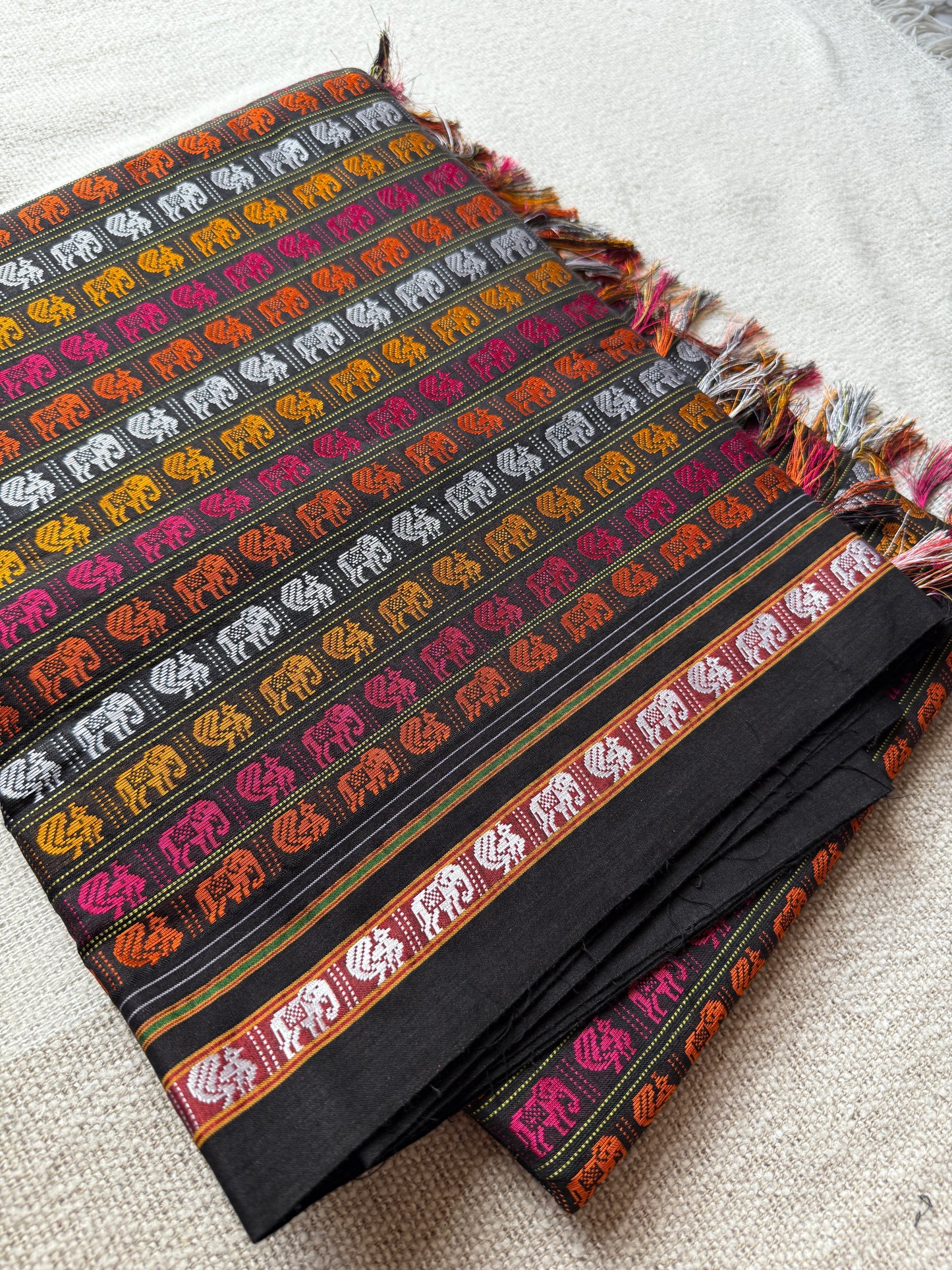Multicolour Hati Mor Saree