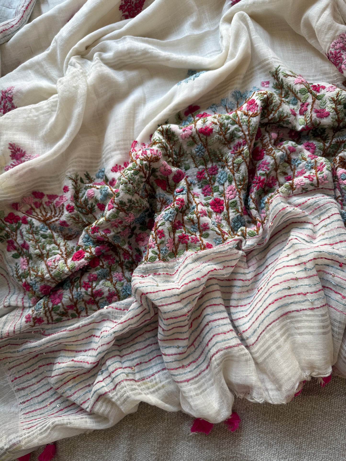 Grey Linen Manjari Saree