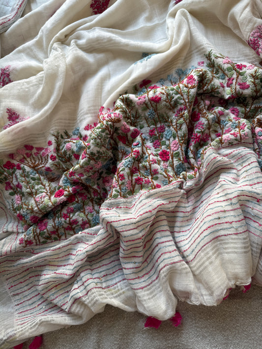 Grey Linen Manjari Saree