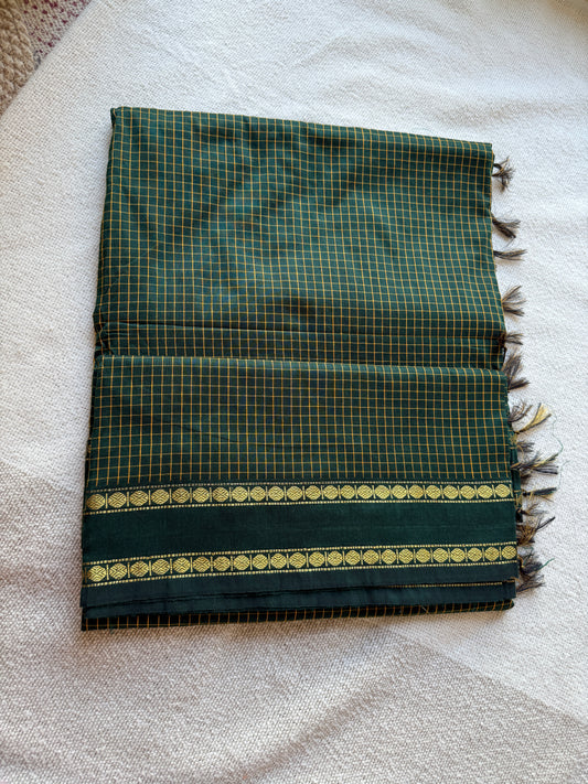 Green Vintage Gadwal Cotton-Silk Saree