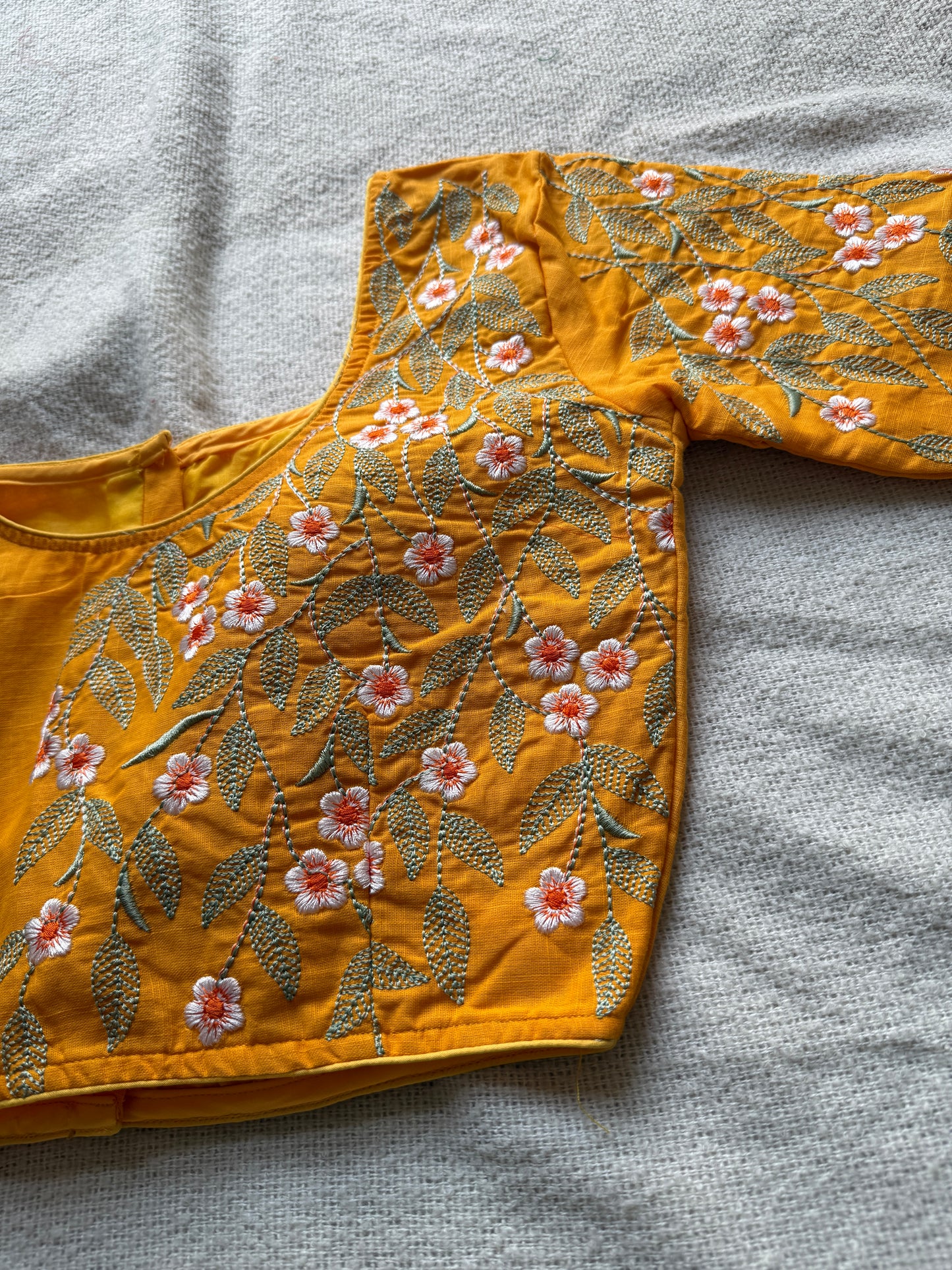 Yellow Floral Embroidered Blouse