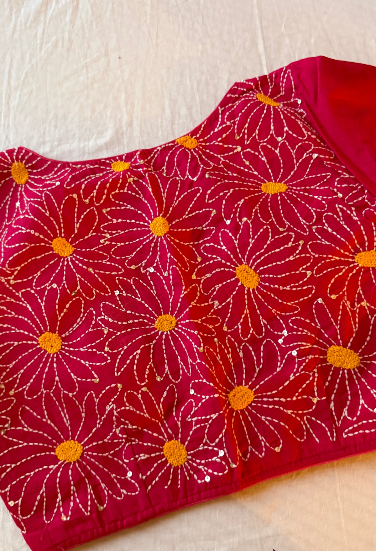 Daisy Embroidery Pink Blouse
