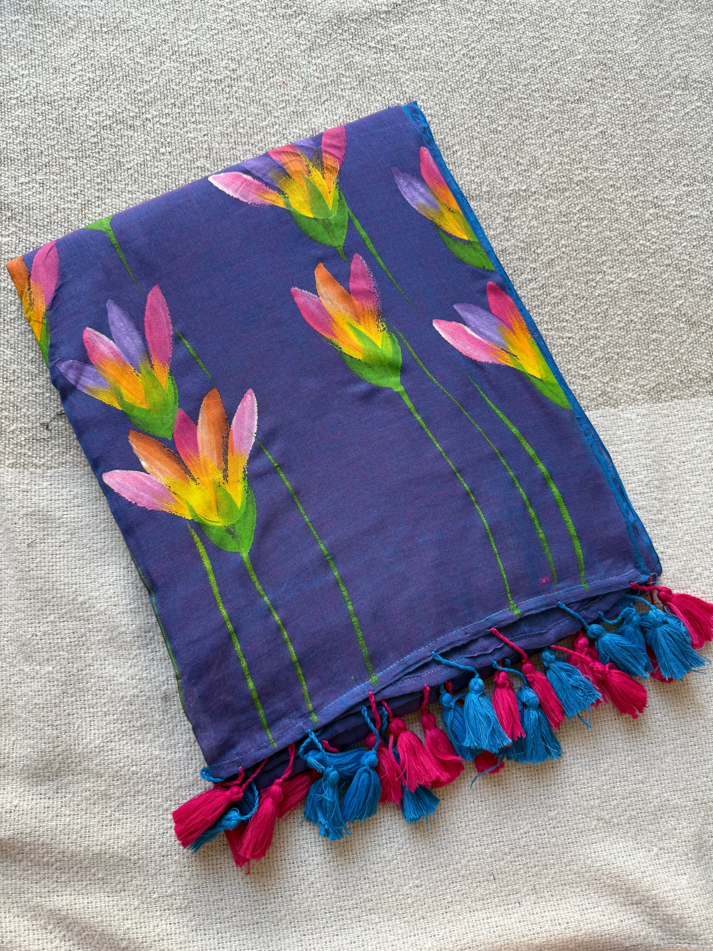 Purple Handpained Saree