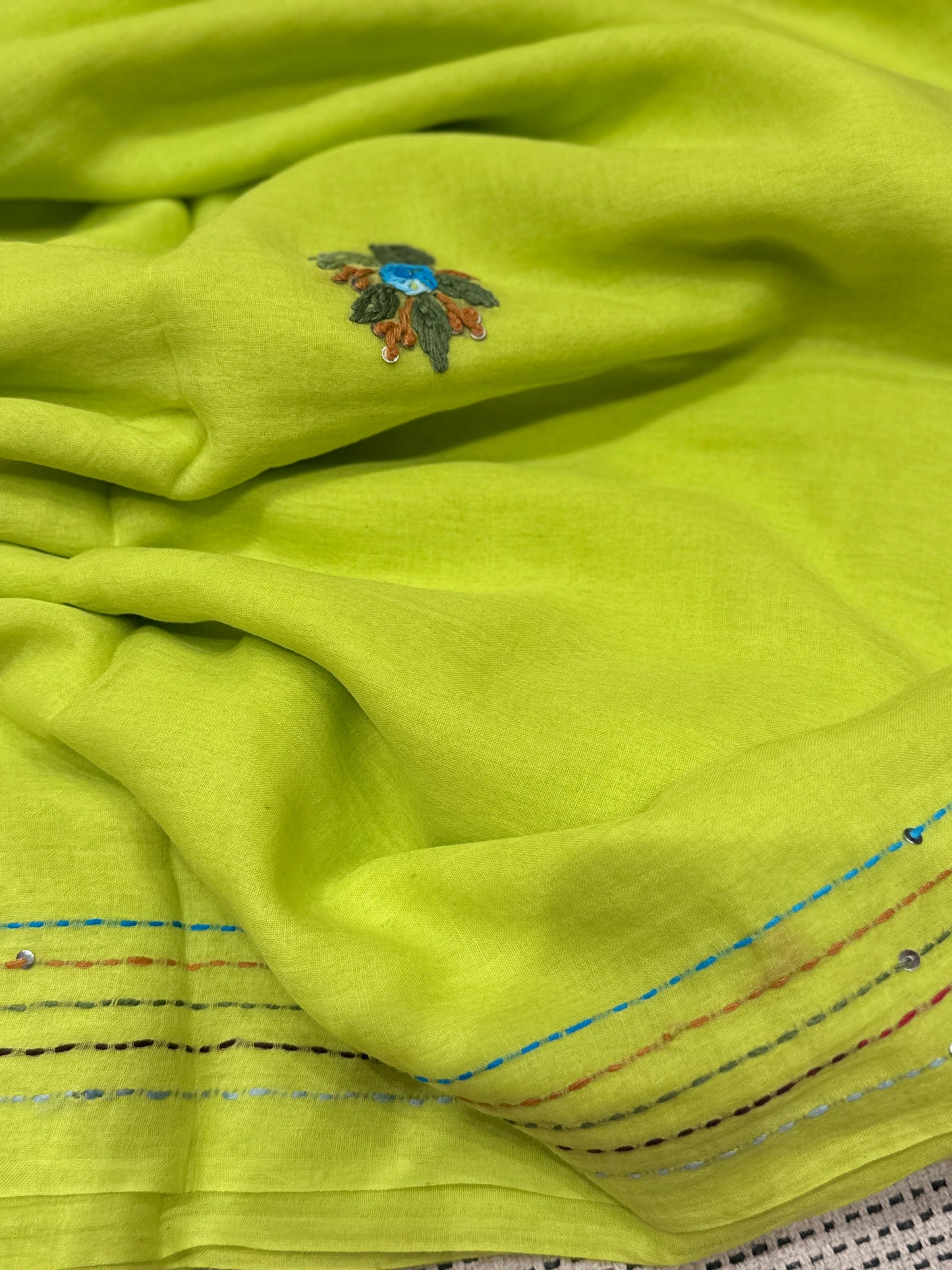 Neon Green Manjari saree