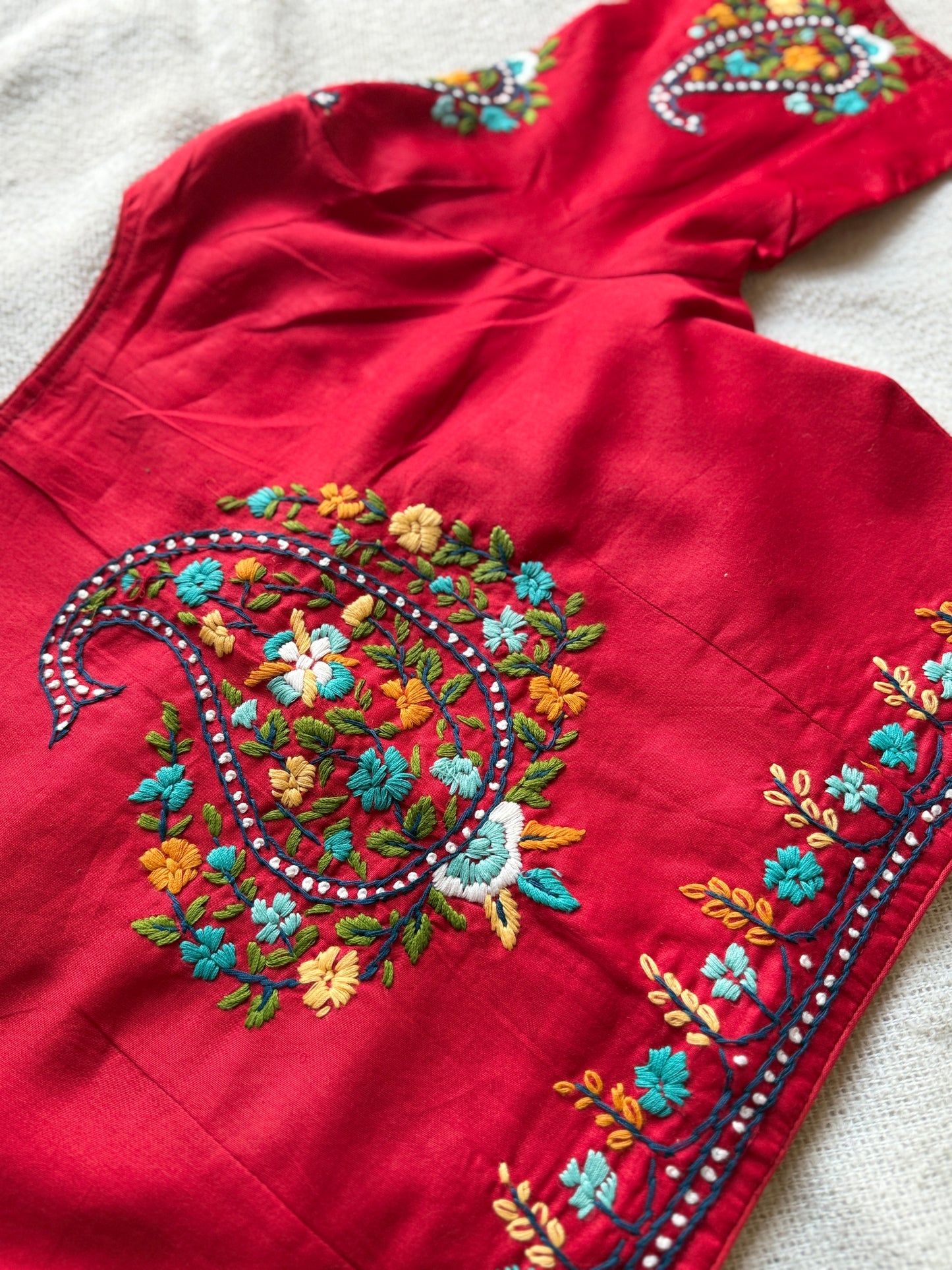 Red Handwork Blouse