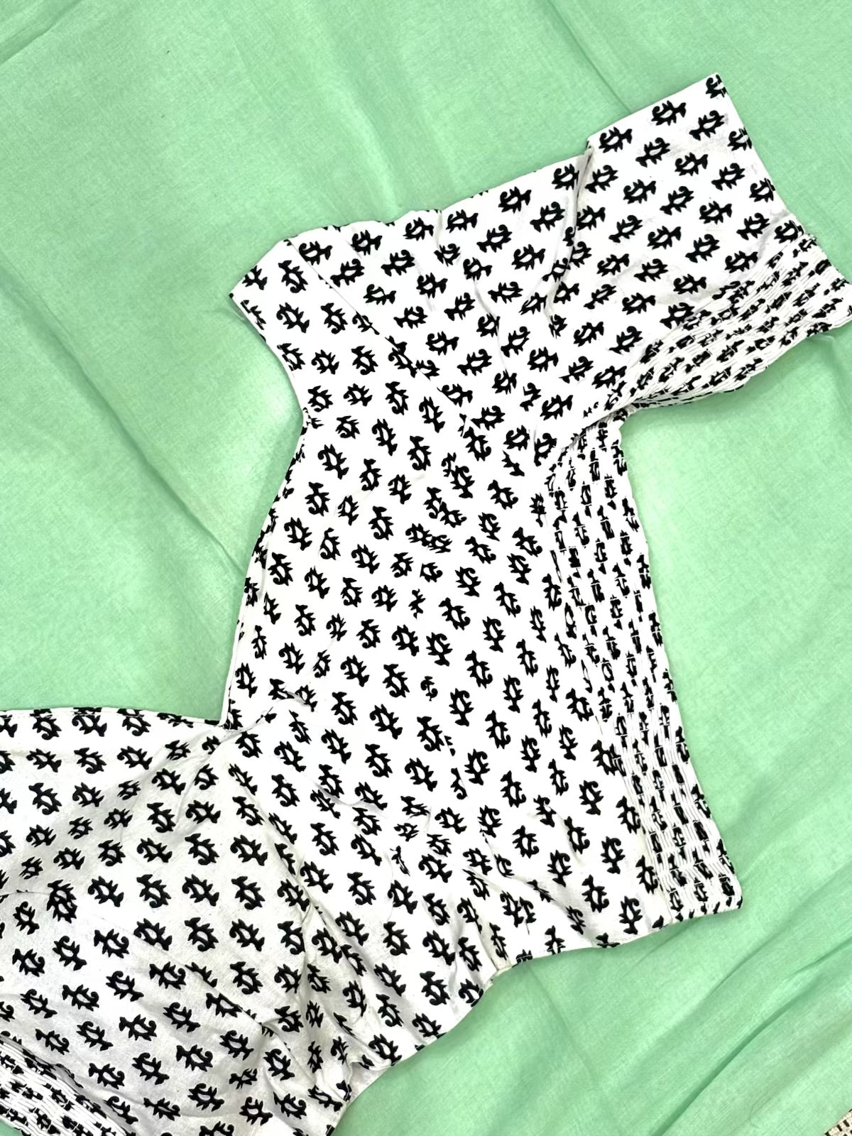 Block Print Blouse with Side Stretch