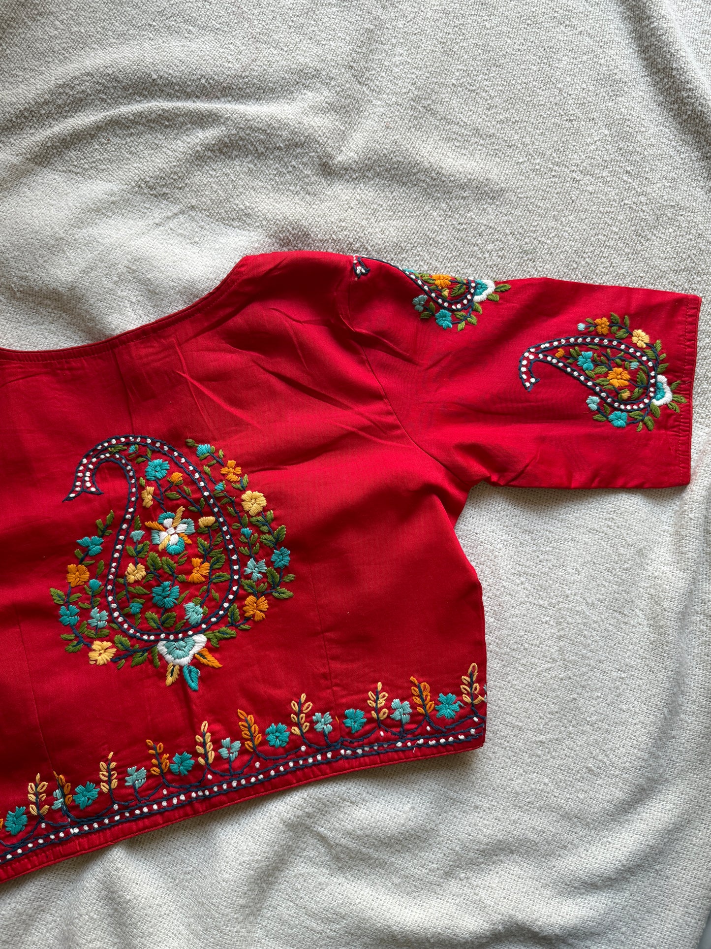 Red Handwork Blouse