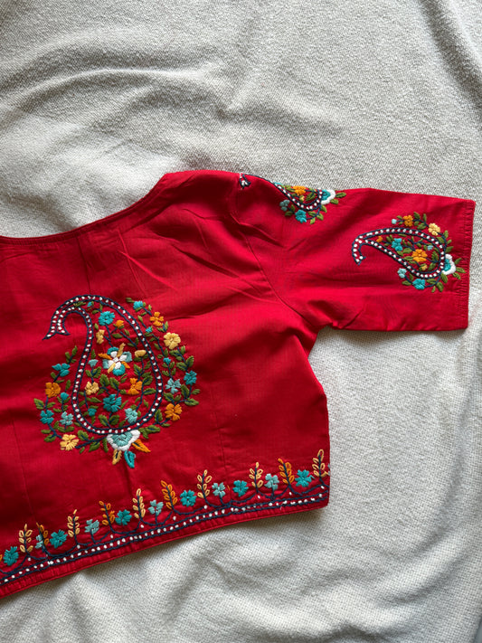 Red Handwork Blouse