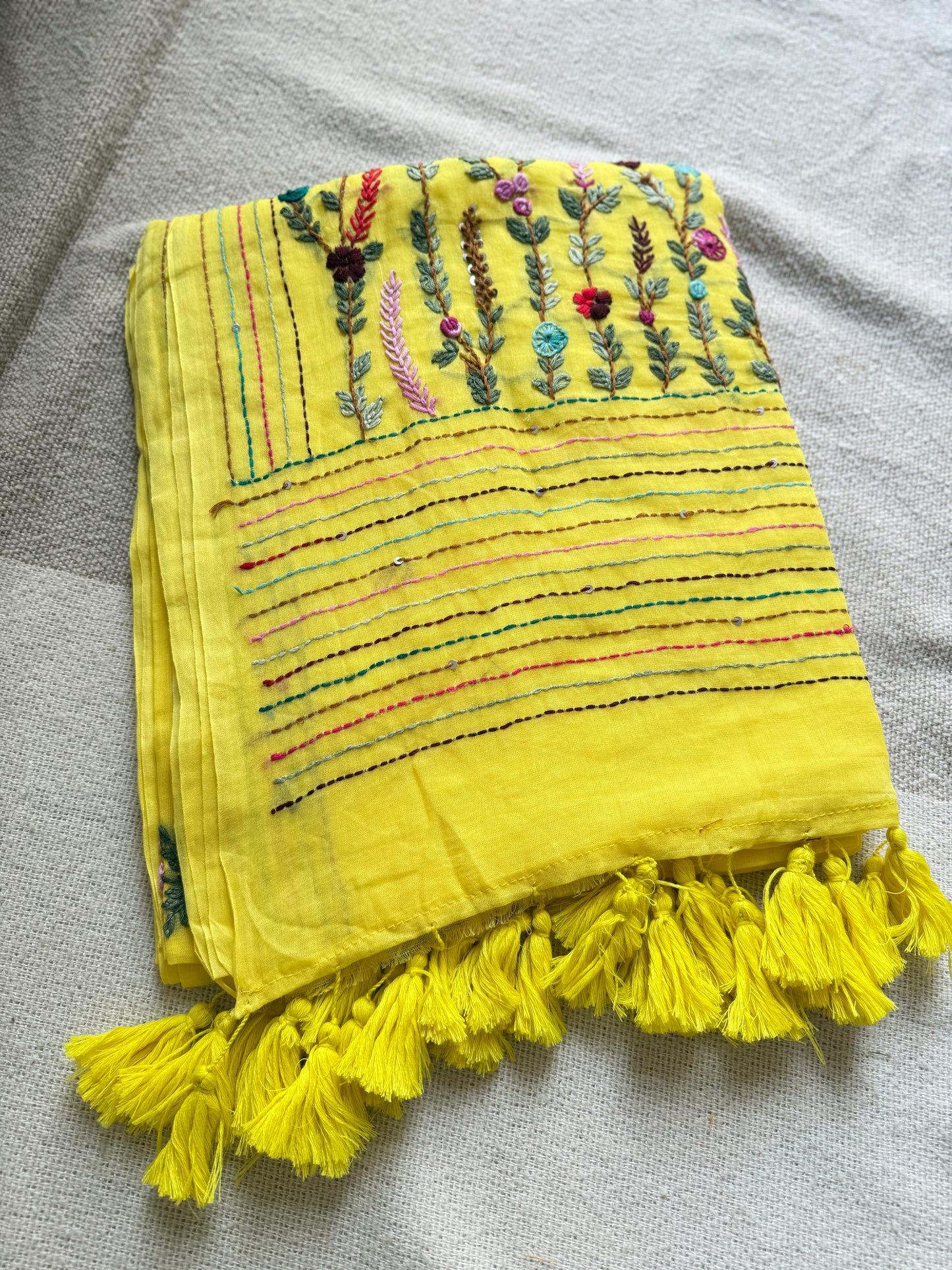 Lemon Yellow Manjari Saree