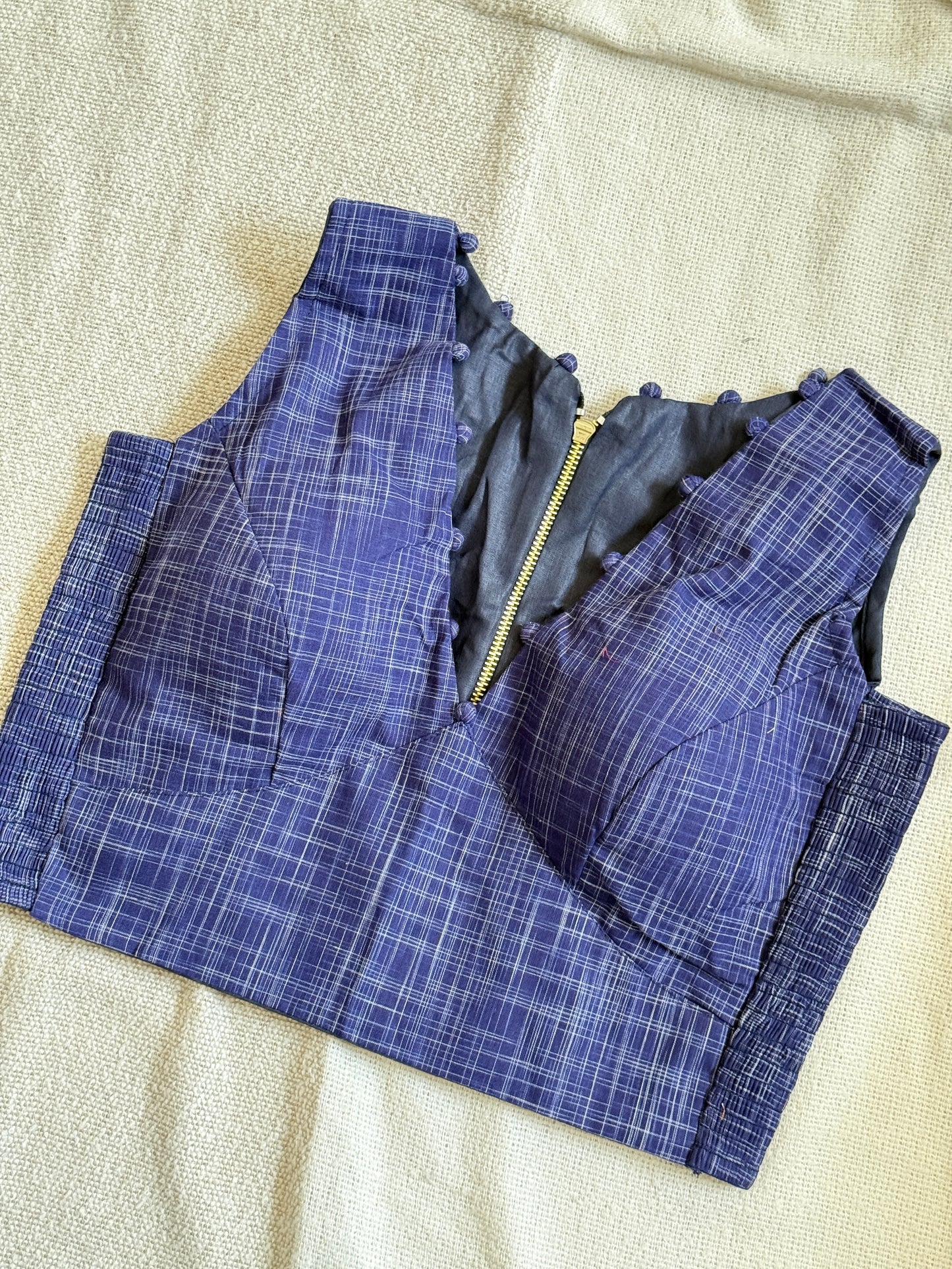Side Stretch V Neck Blouse