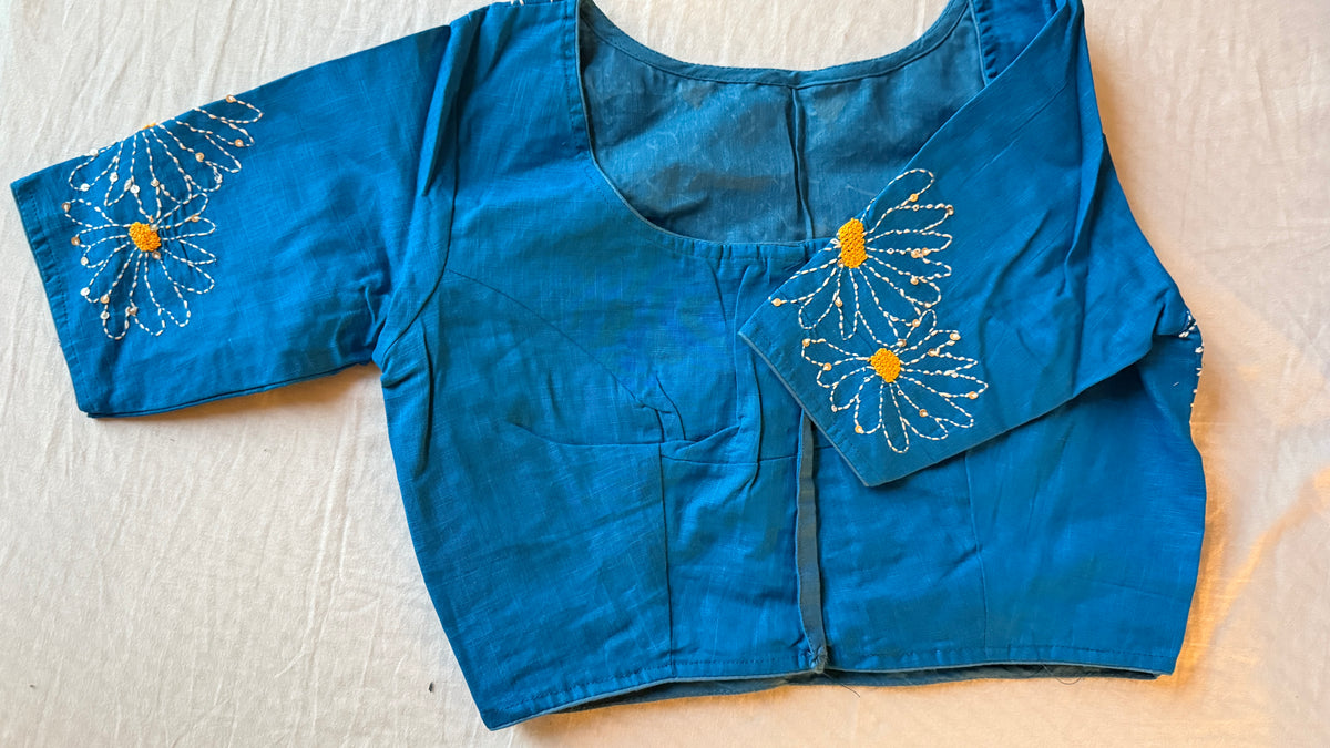 Daisy Embroidered Sky-Blue Blouse