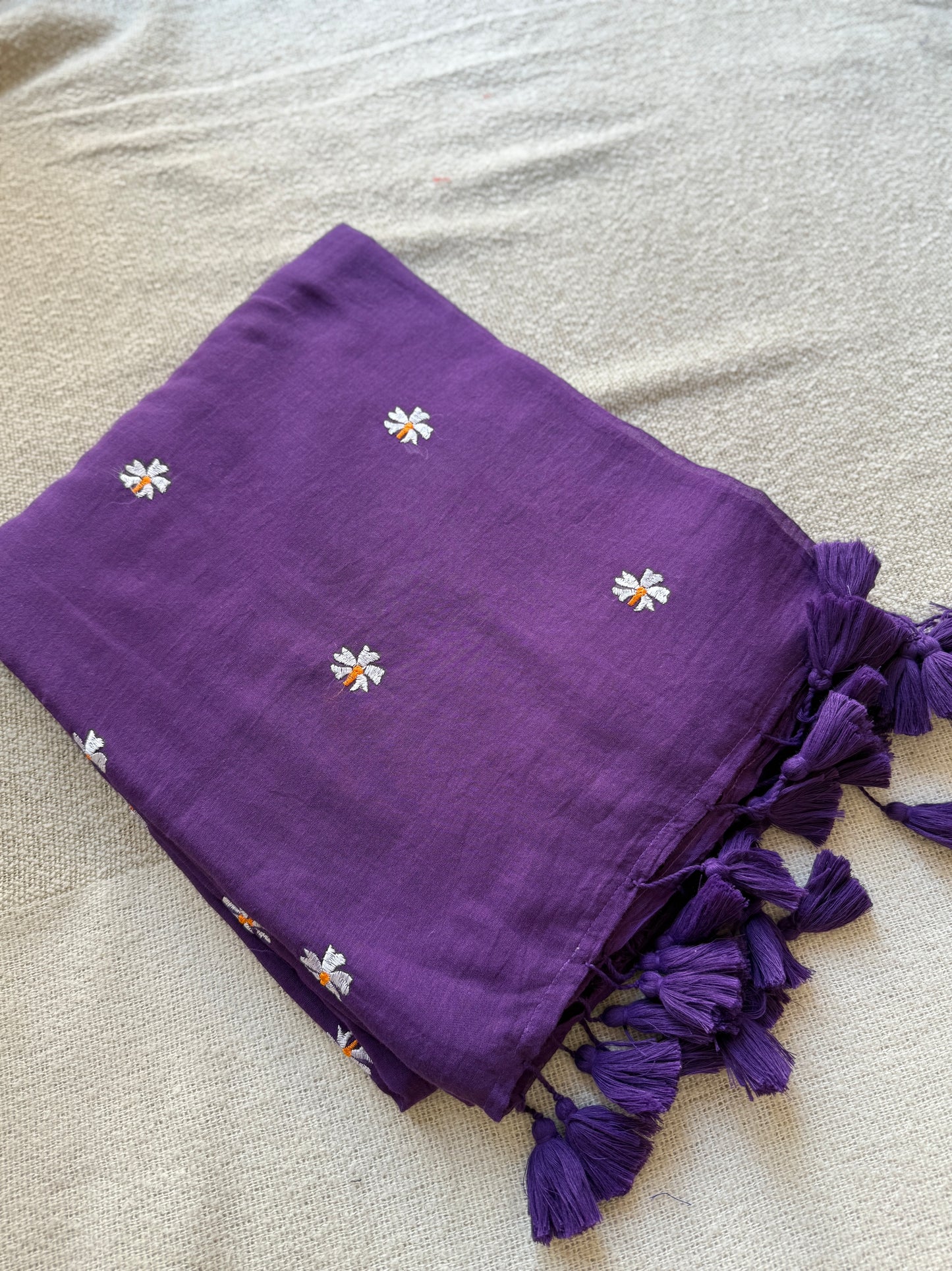 Parijaat Purple Mul Cotton Saree