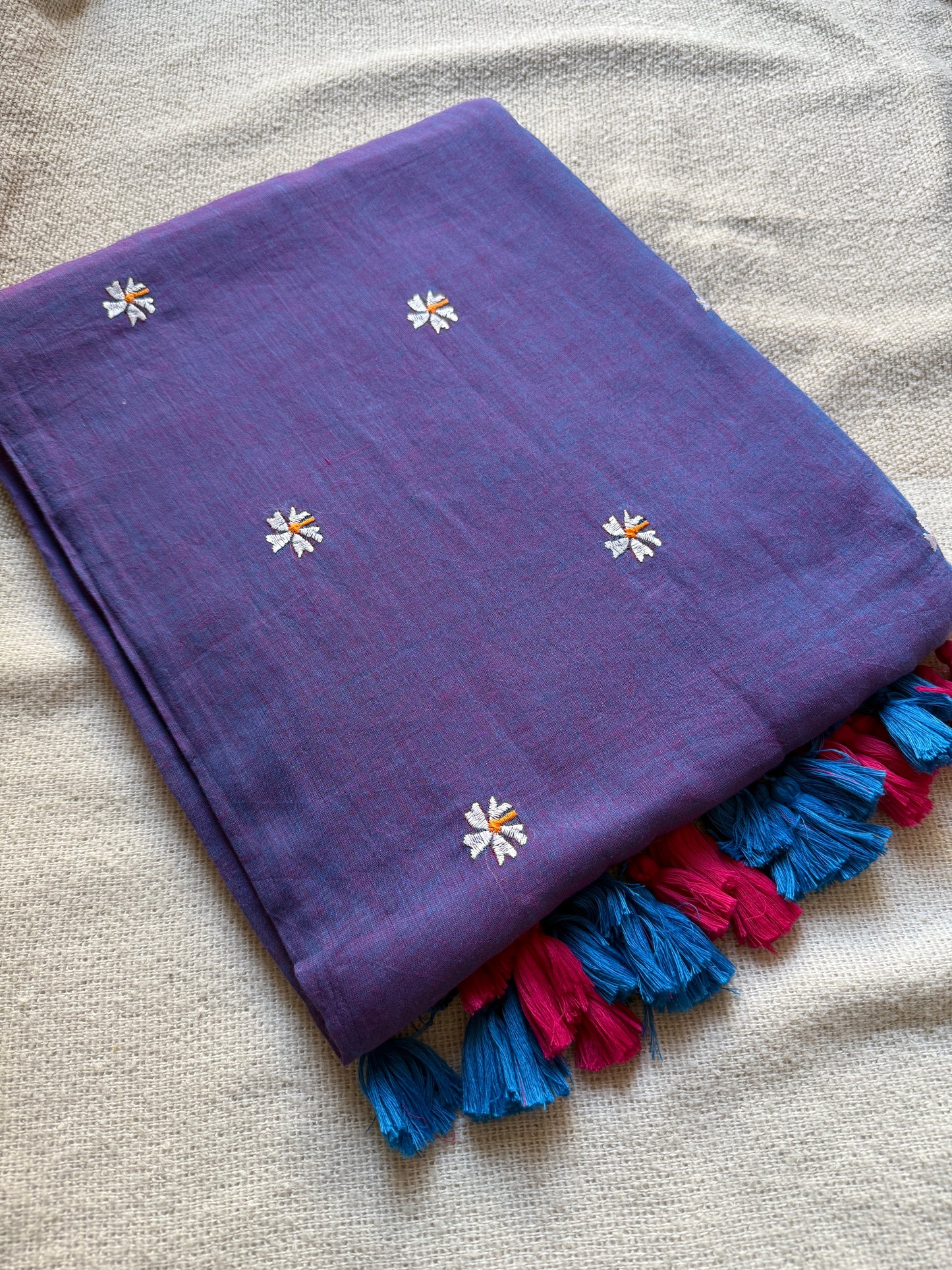 Purple Dual Shade Parijaat Mul Cotton Saree