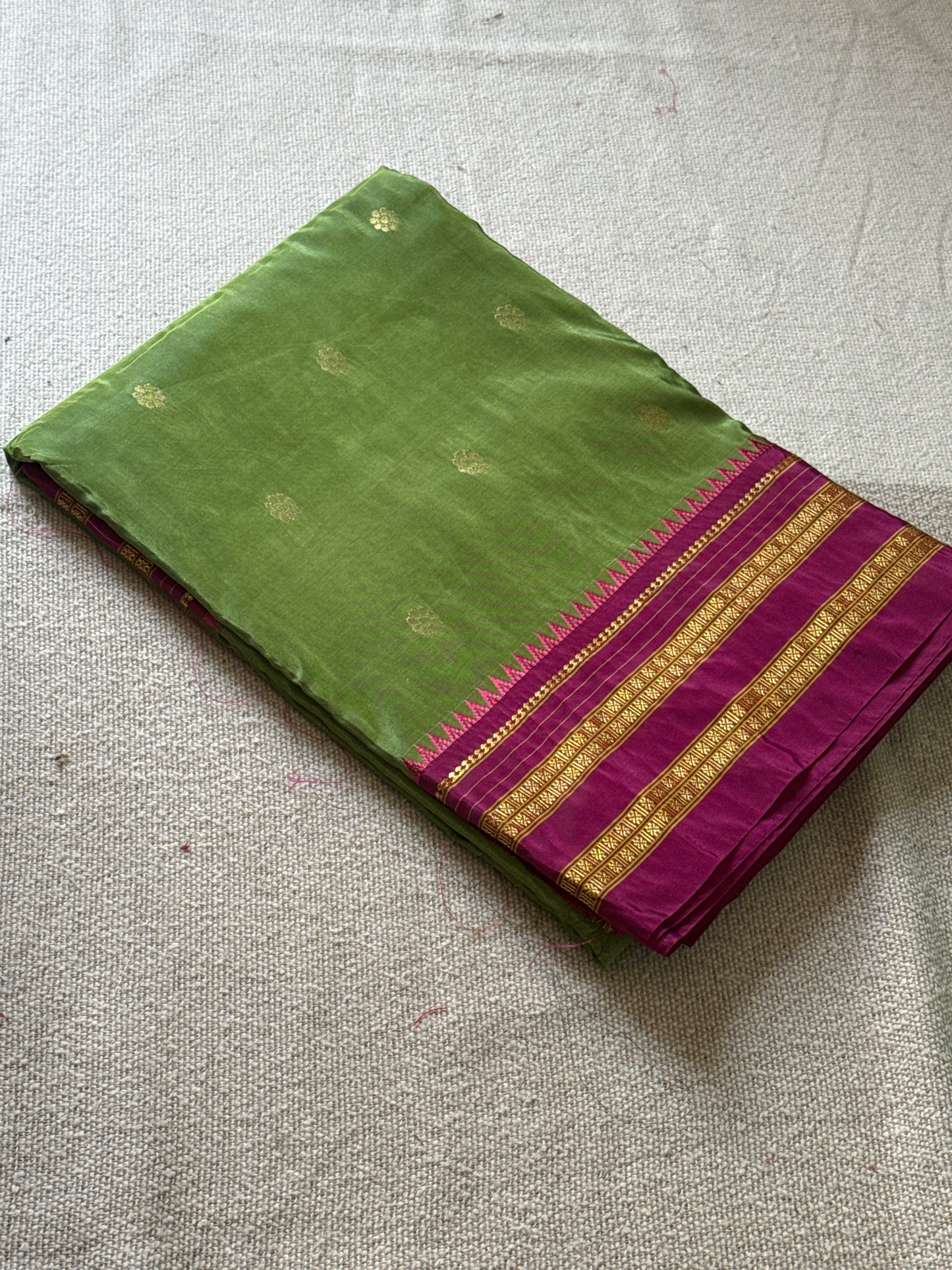 Narayanpeth Semi Silk parrot green