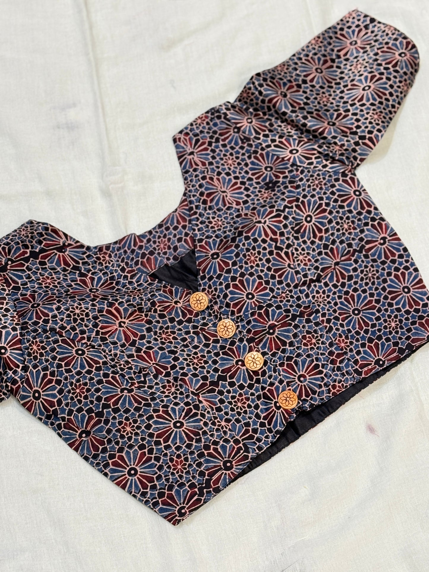 Ajrakh Printer Modal Blouse (Blue)
