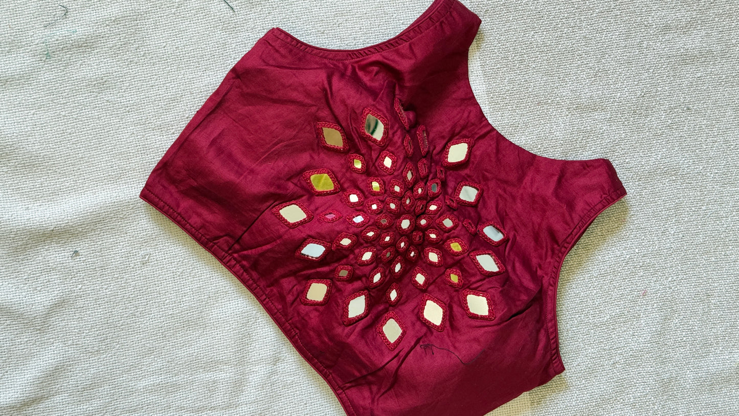 Mirror Work Maroon Blouse