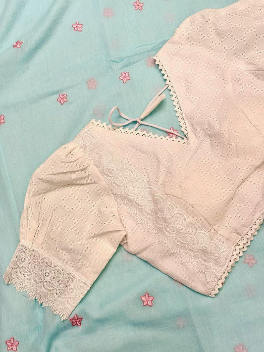 Hakoba White Blouse with Lace