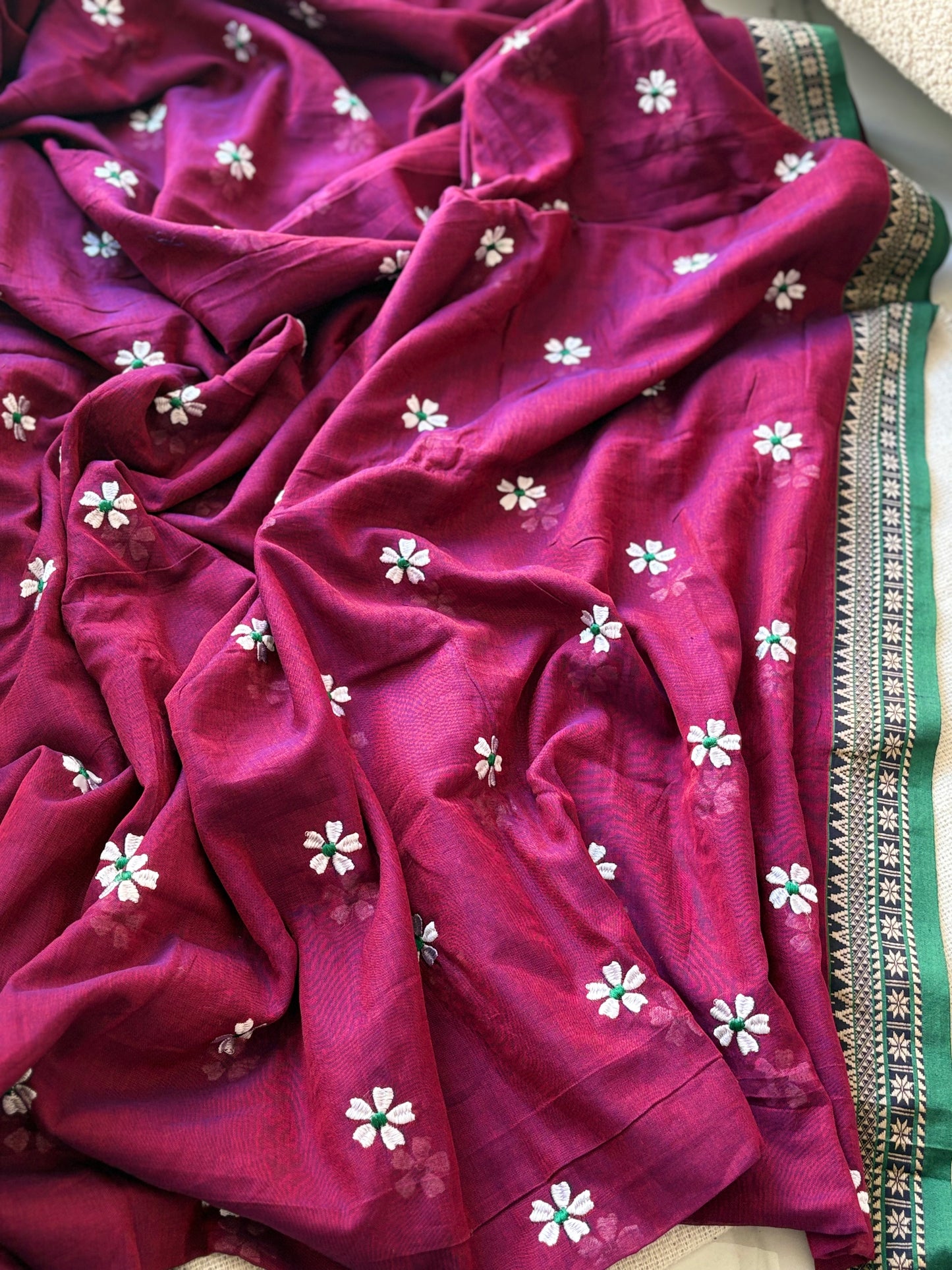 Temple Border Sadafuli Purple Dual Shade Saree