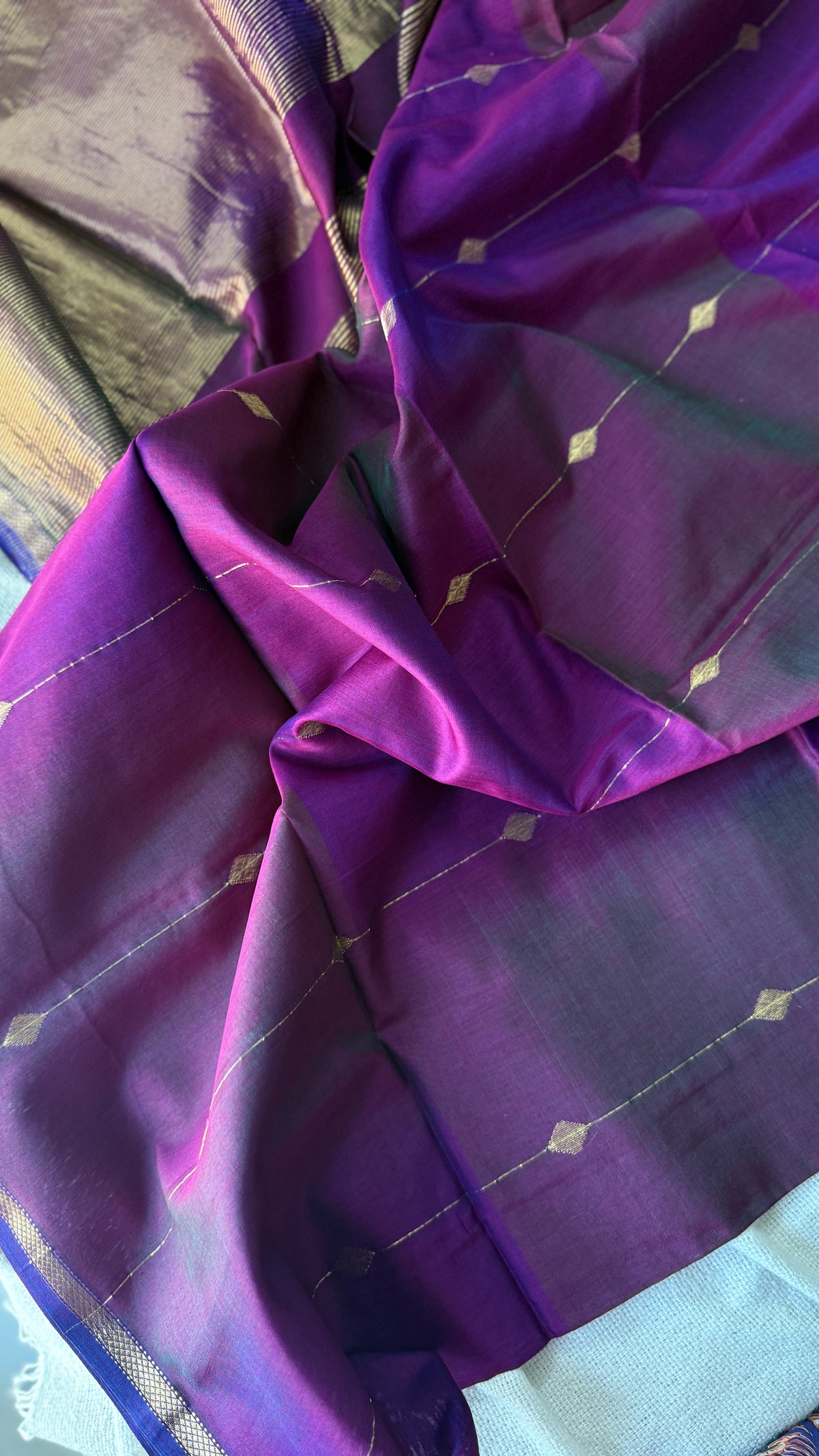 Diamond Butta Maheshwari with Small Border (Purple) 🌸