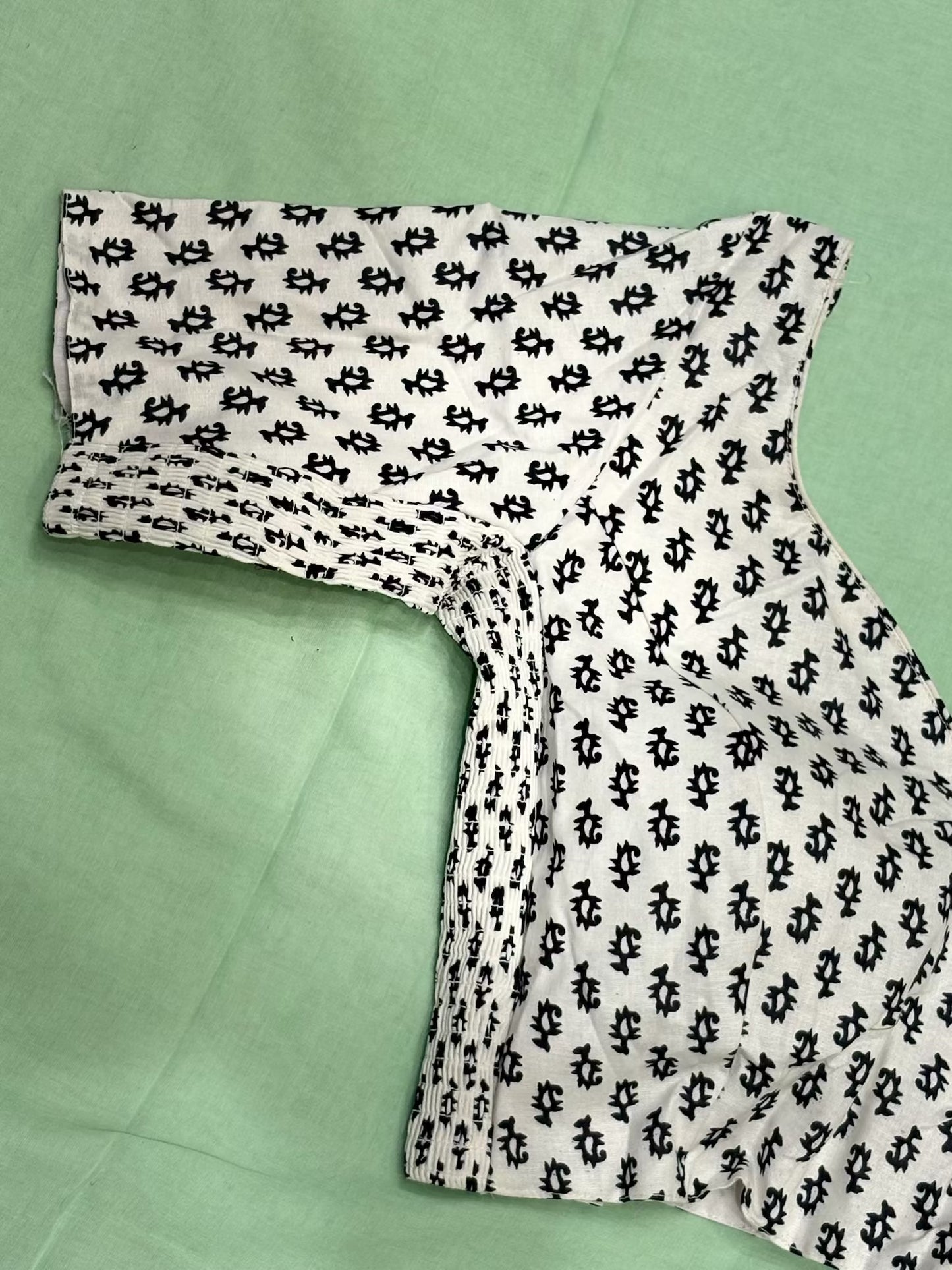 Block Print Blouse with Side Stretch