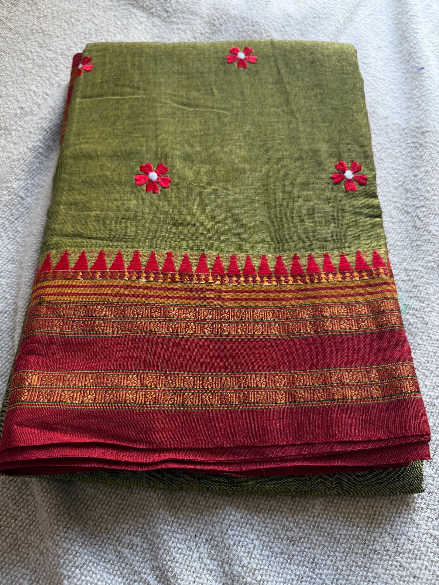 Mehendi Green Narayanpeth Sadafuli Saree