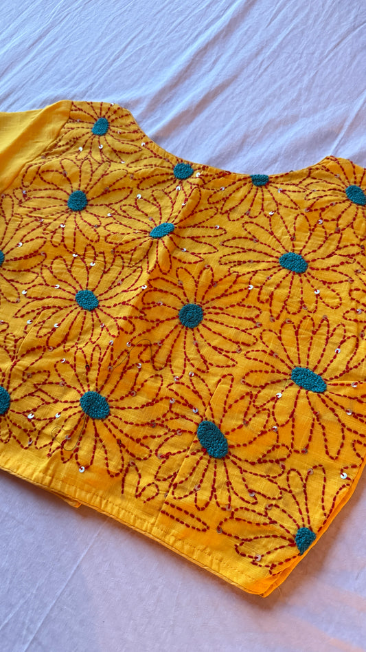 Daisy Embroidered Yellow Blouse