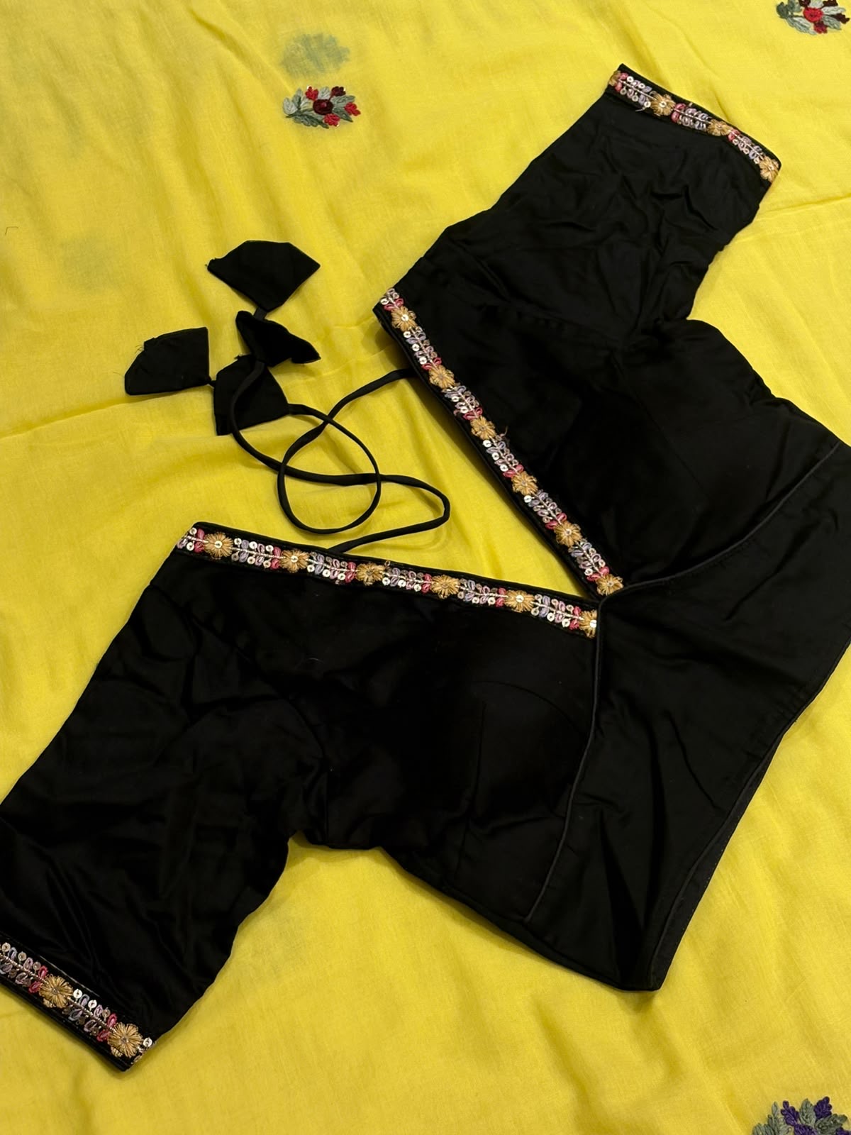 V-Neck Black Blouse with Sleeves