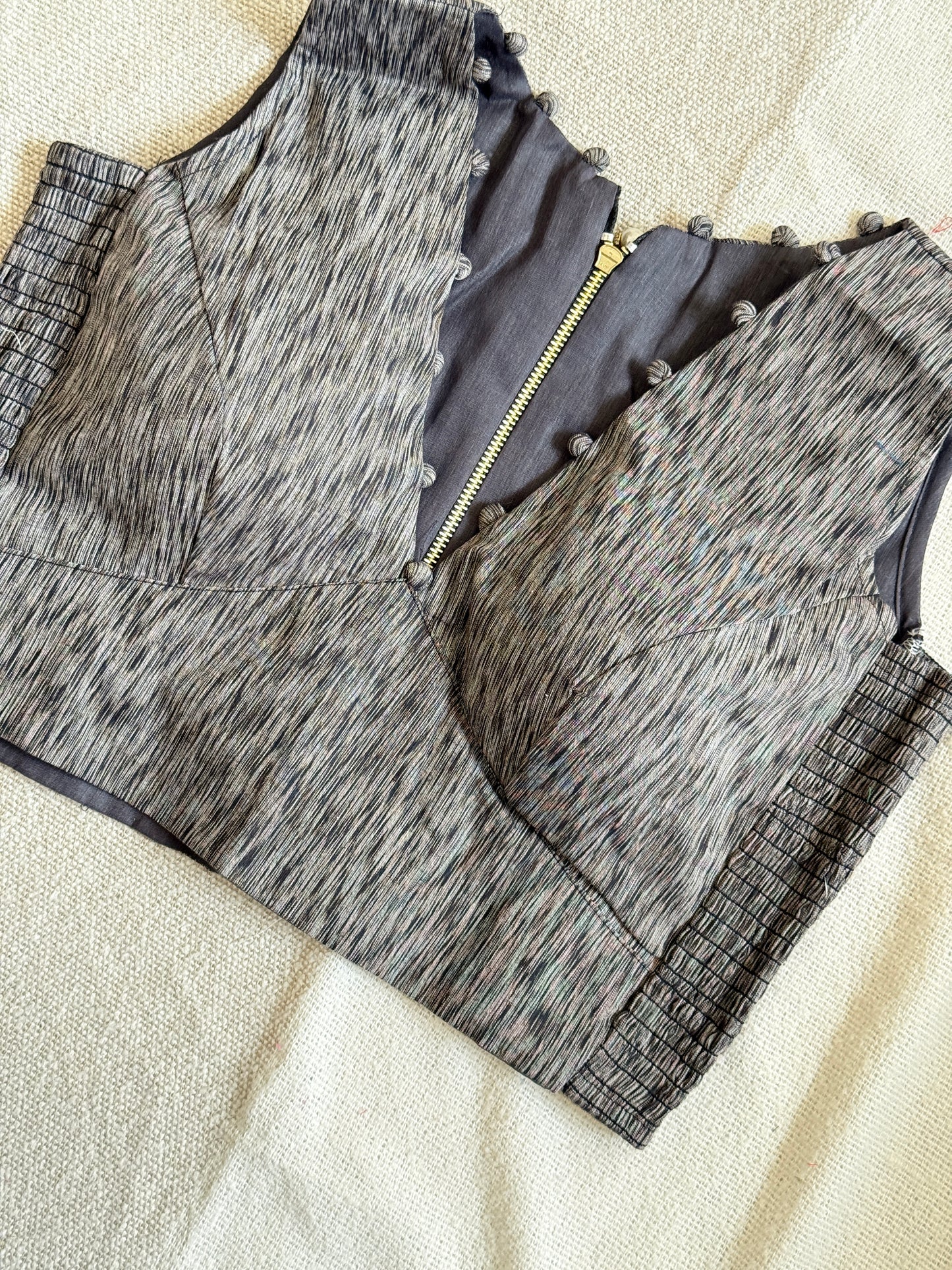 Side Stretch V Neck Blouse