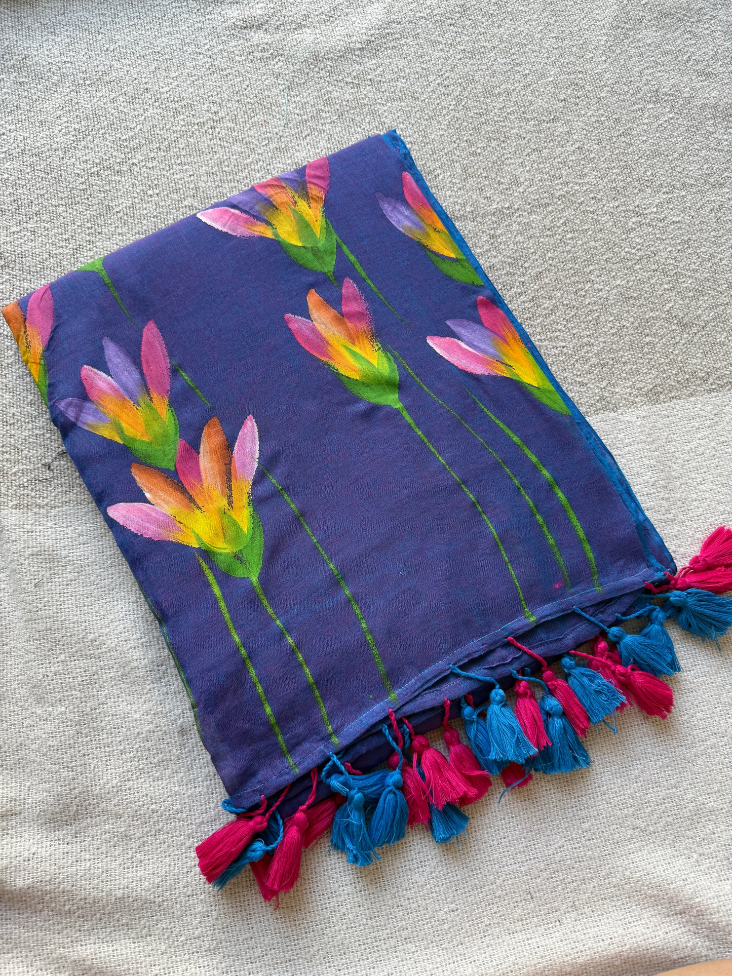 Purple Handpained Saree