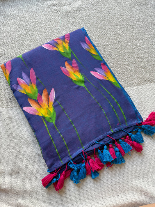 Purple Handpained Saree
