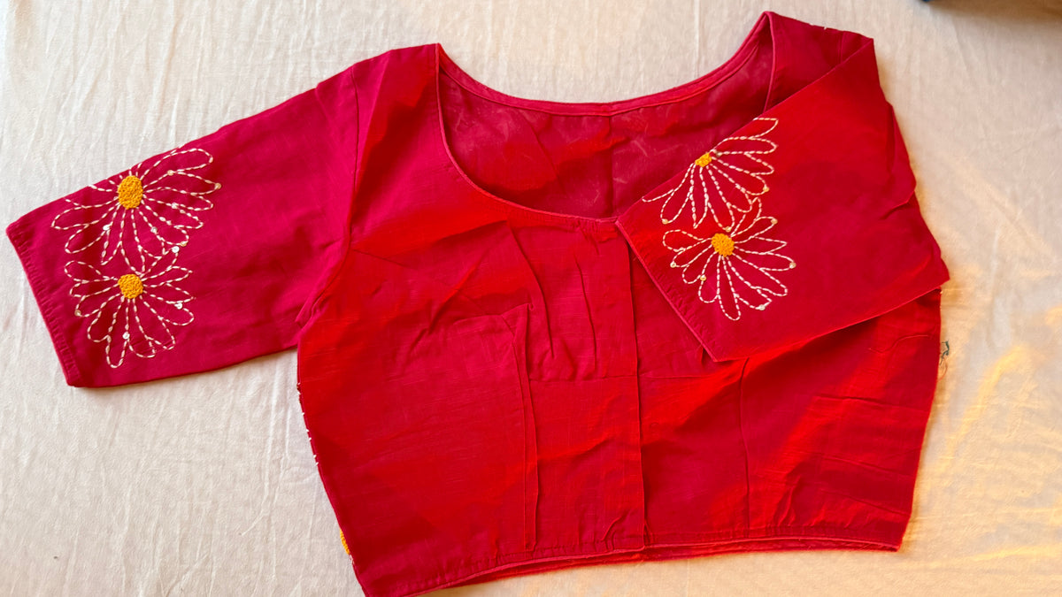 Daisy Embroidery Pink Blouse