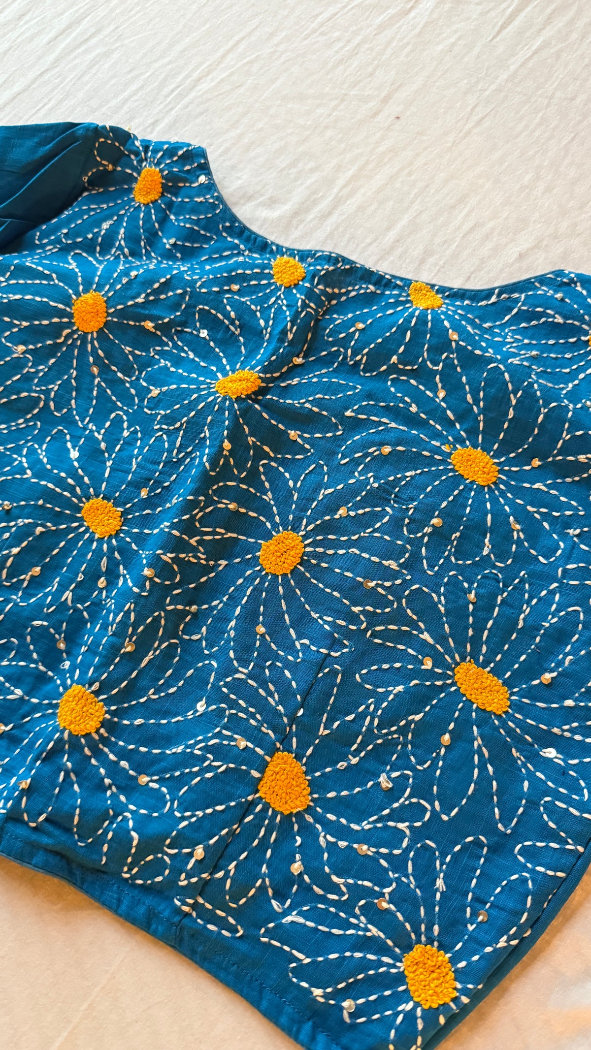 Daisy Embroidered Sky-Blue Blouse